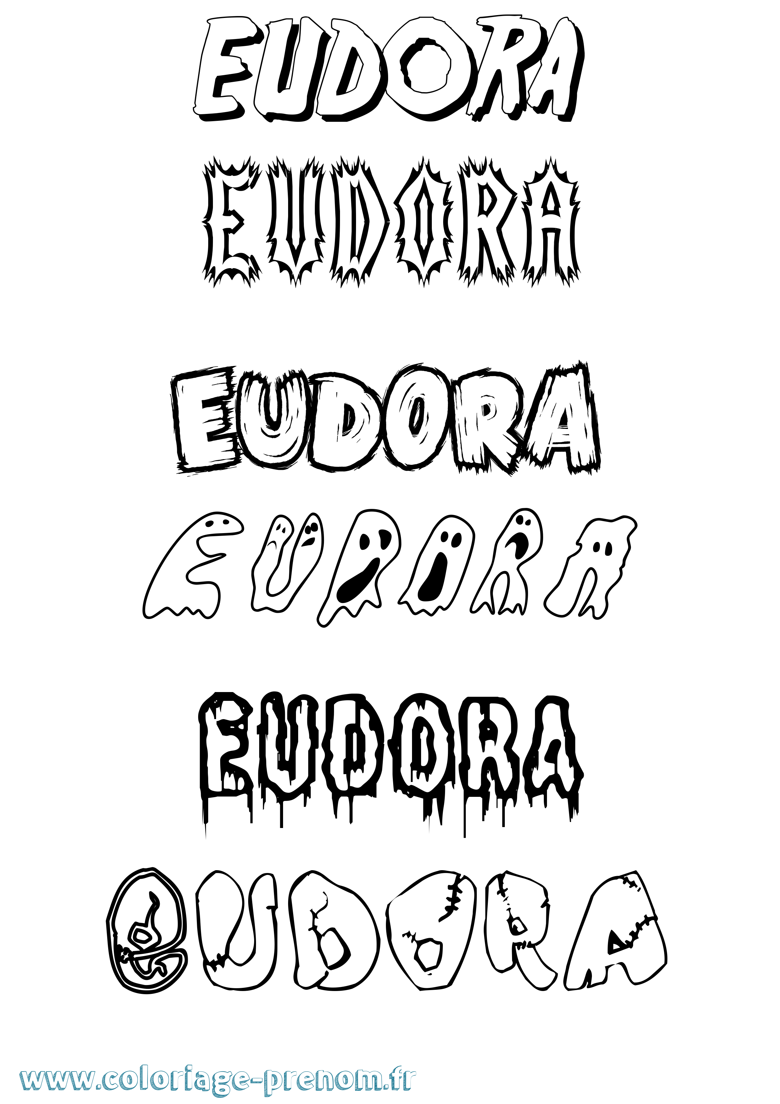 Coloriage prénom Eudora Frisson