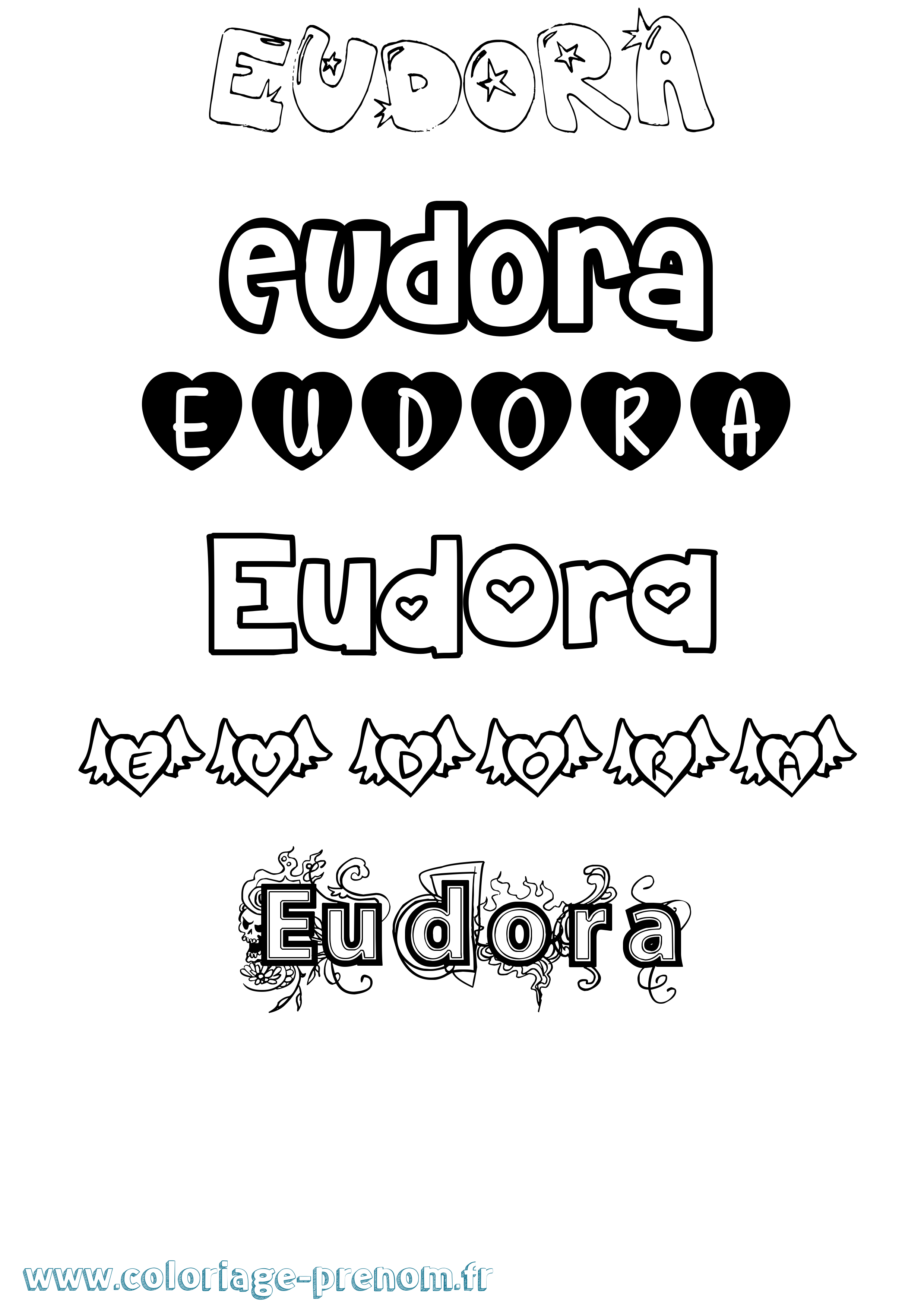 Coloriage prénom Eudora Girly