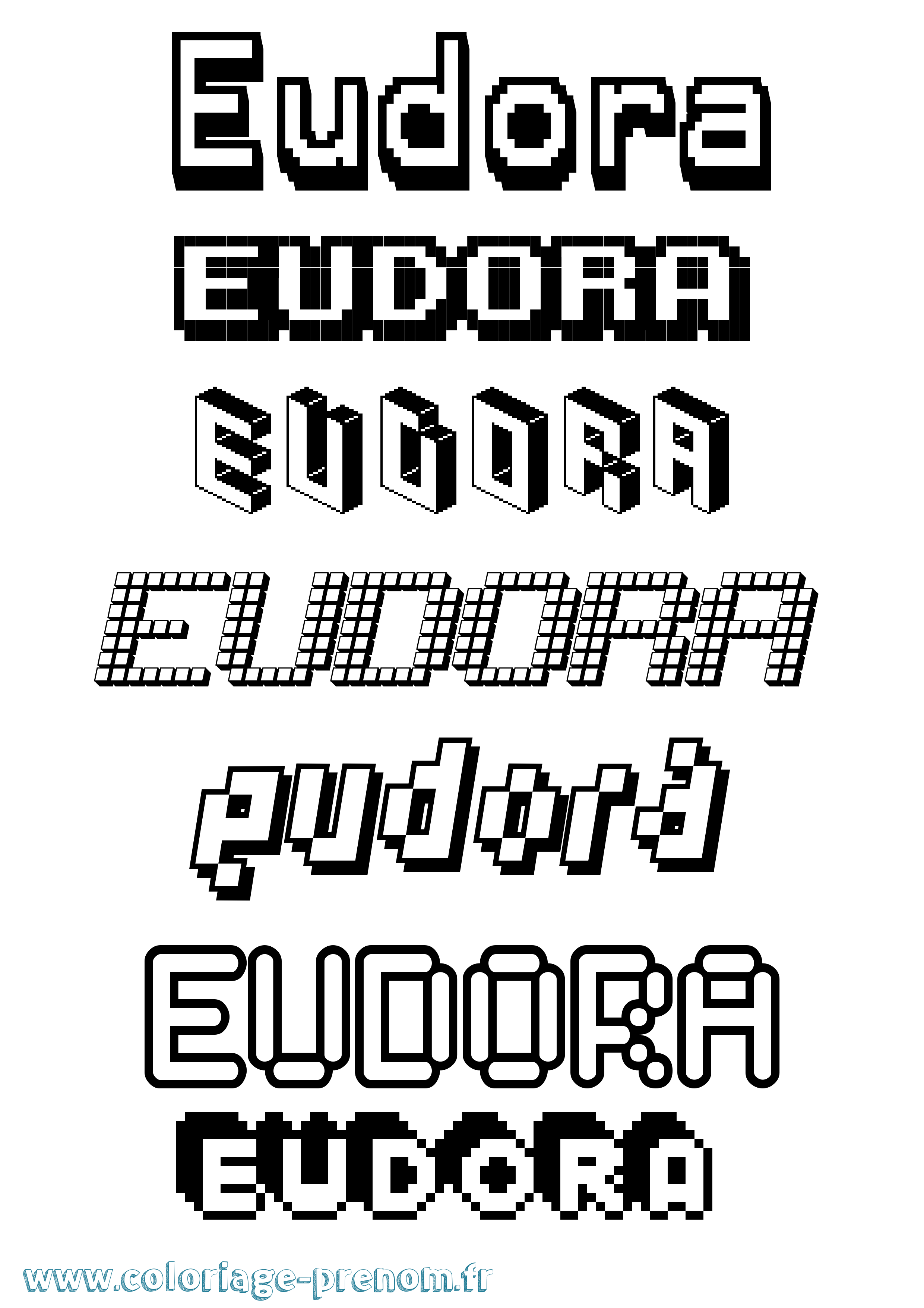 Coloriage prénom Eudora Pixel