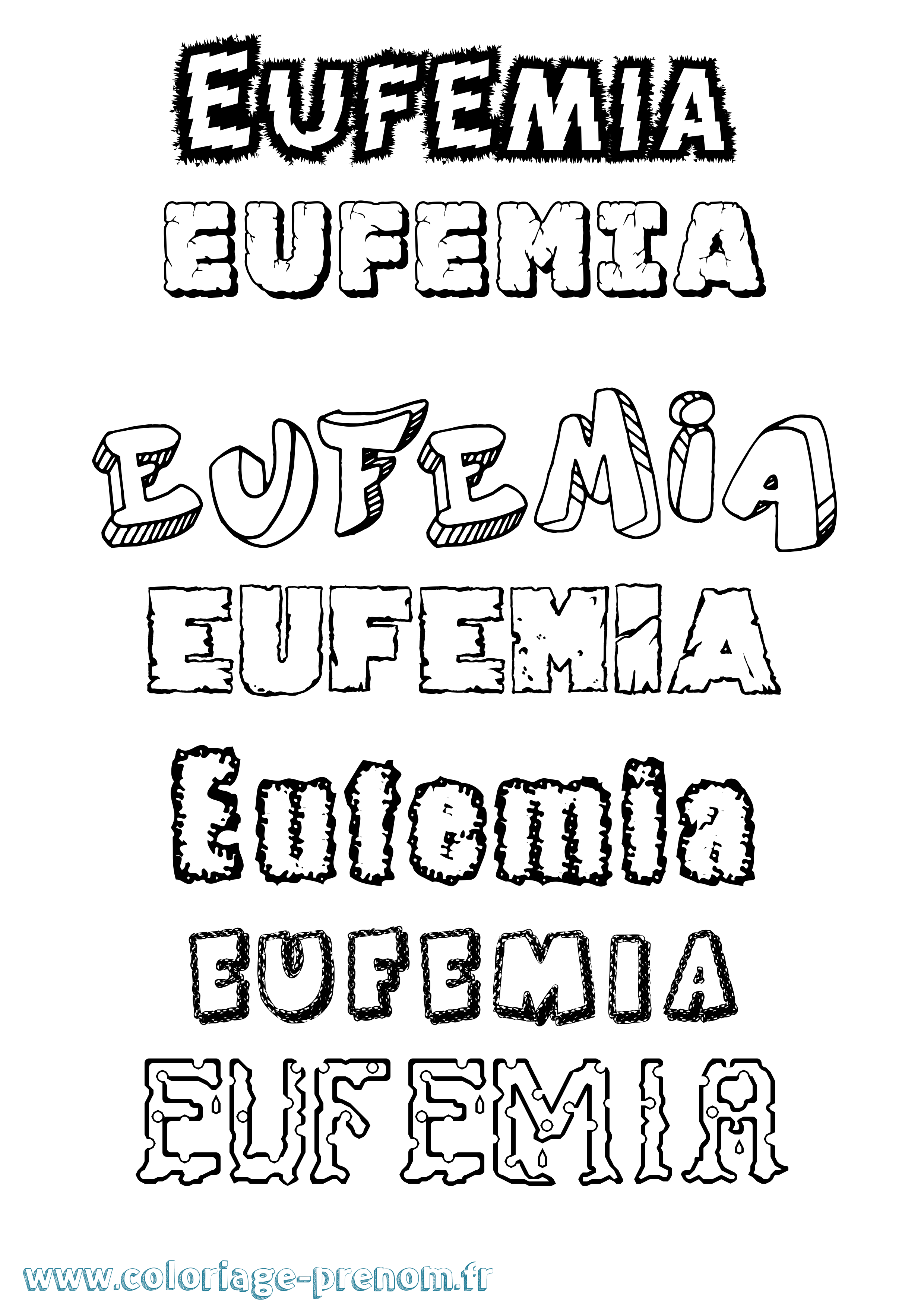 Coloriage prénom Eufemia Destructuré