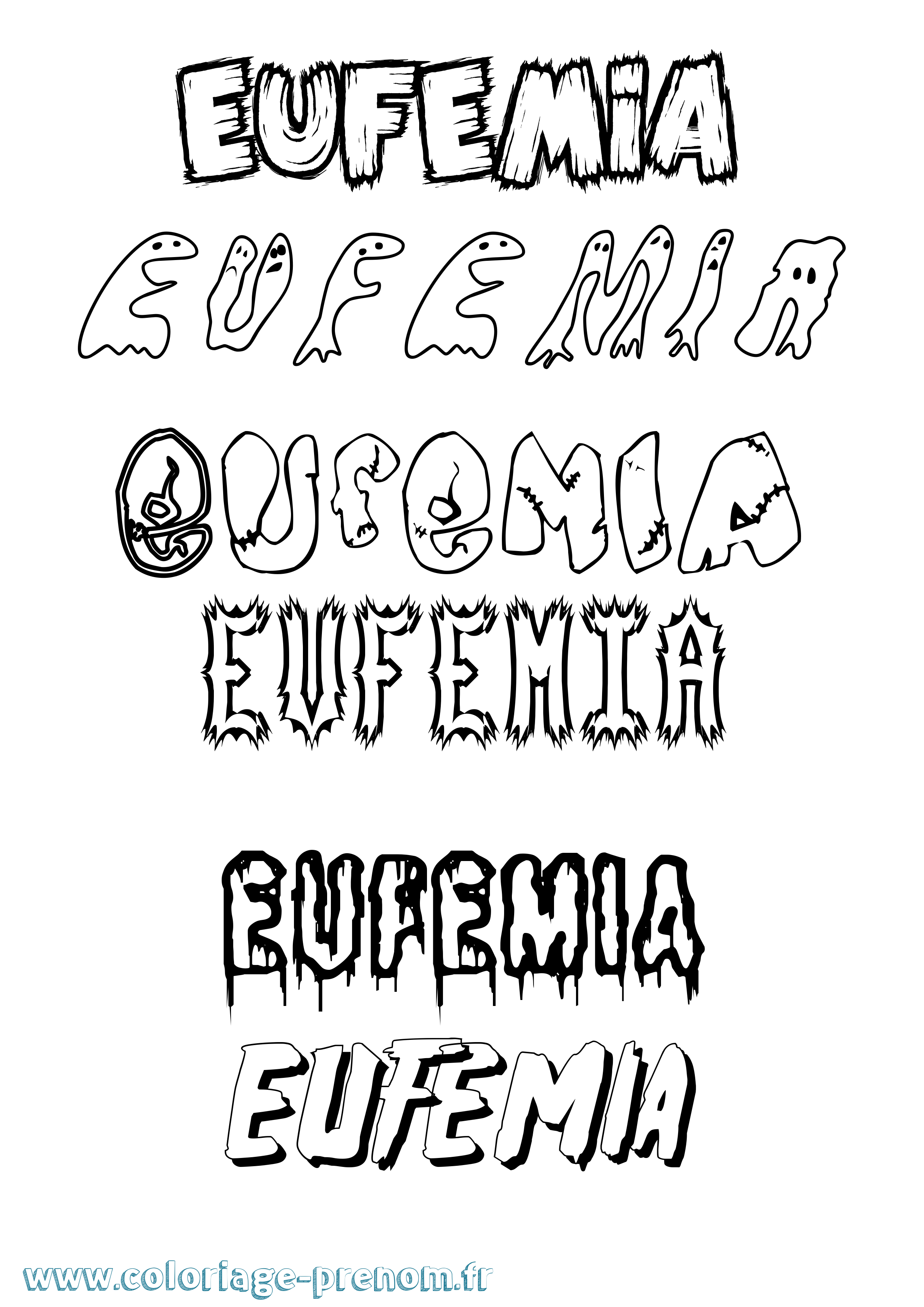 Coloriage prénom Eufemia Frisson