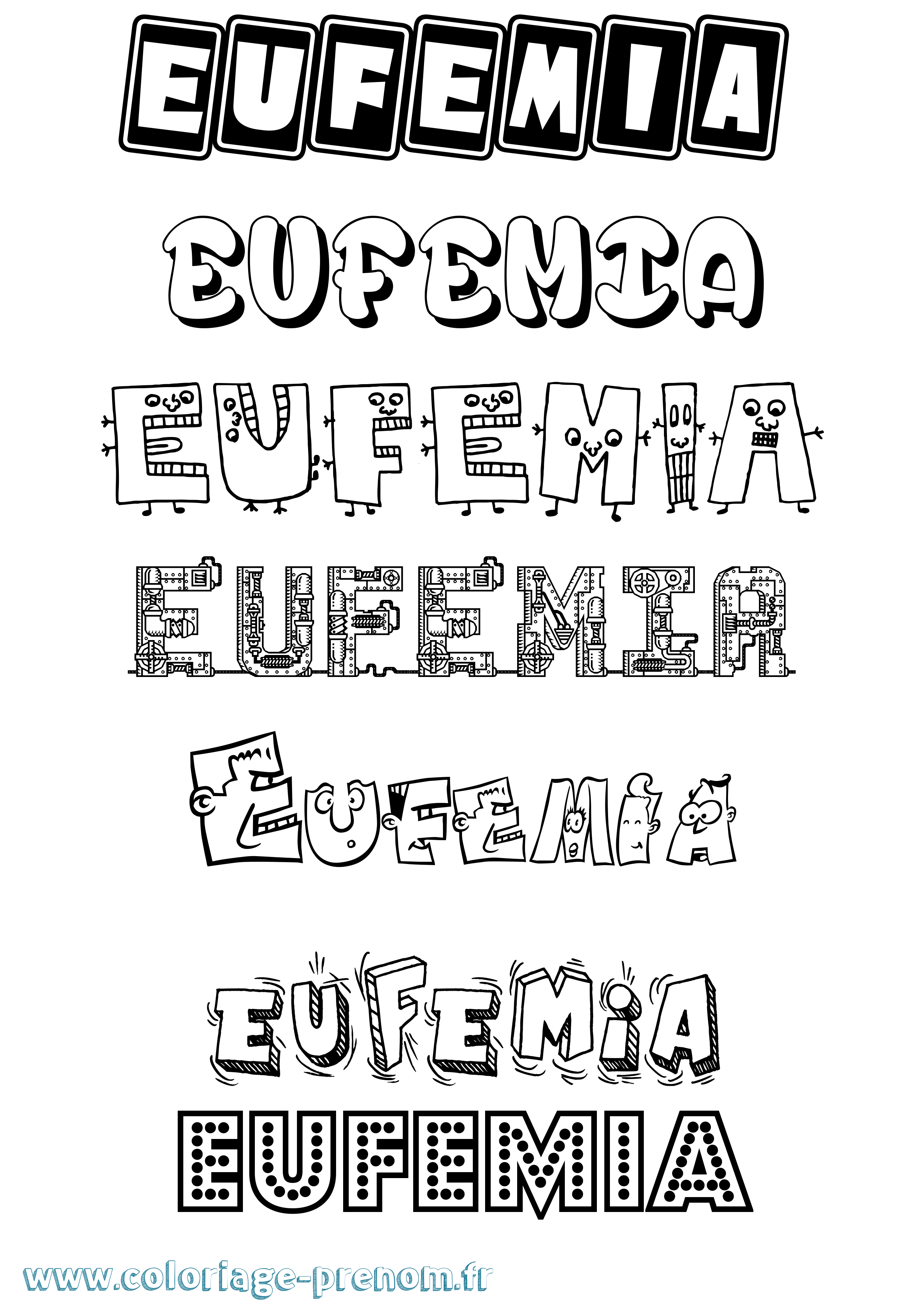 Coloriage prénom Eufemia Fun