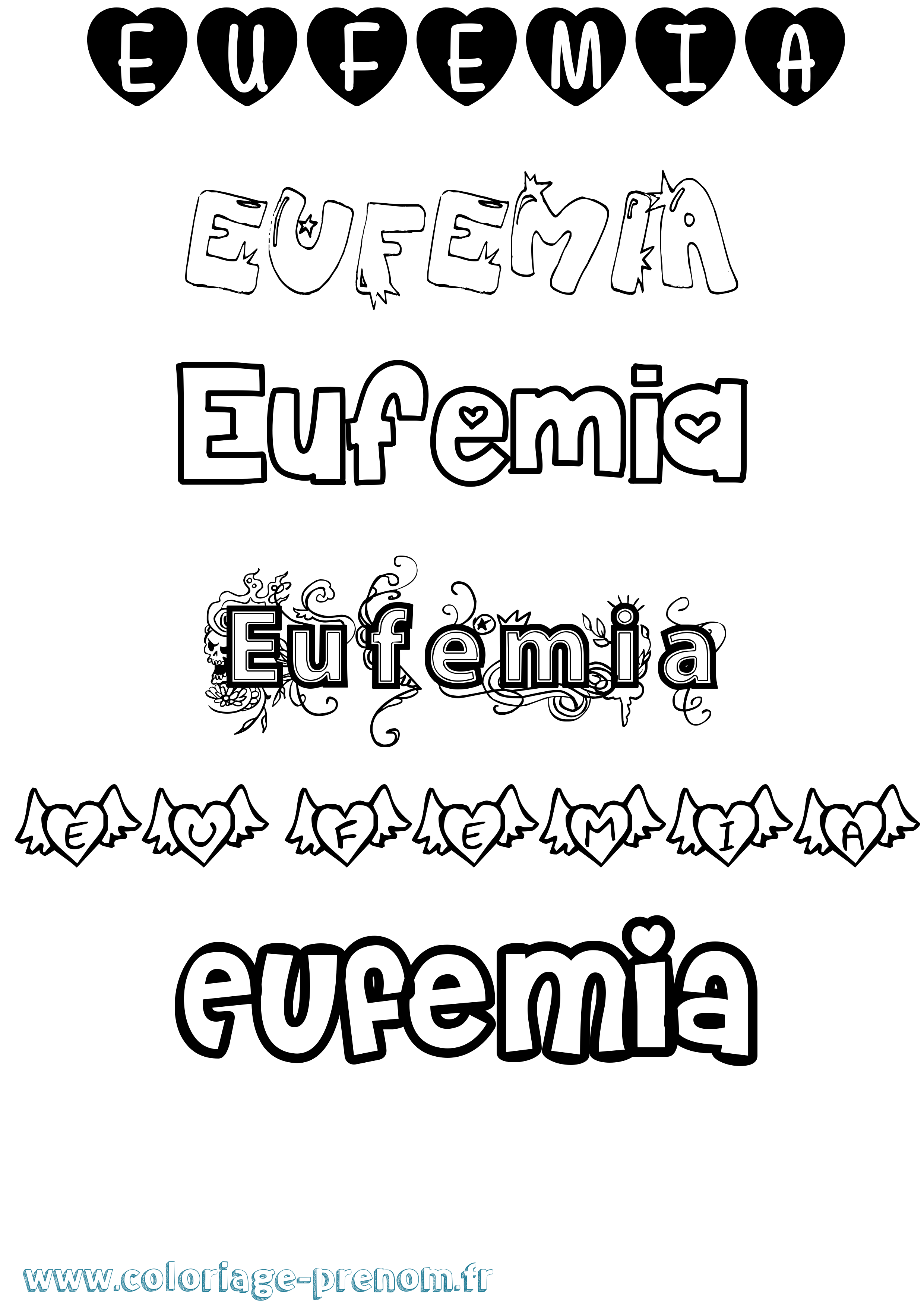 Coloriage prénom Eufemia Girly