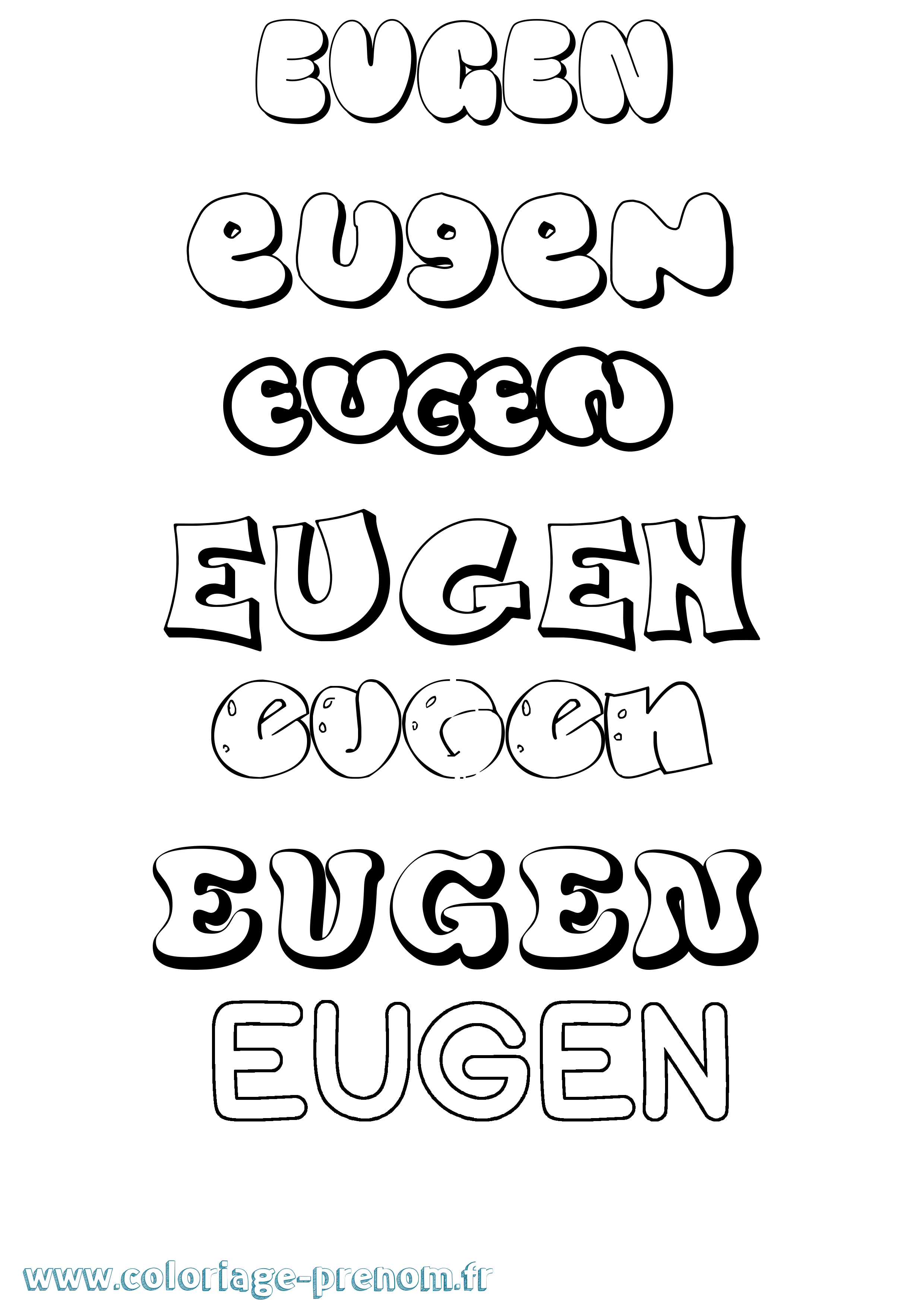 Coloriage prénom Eugen Bubble