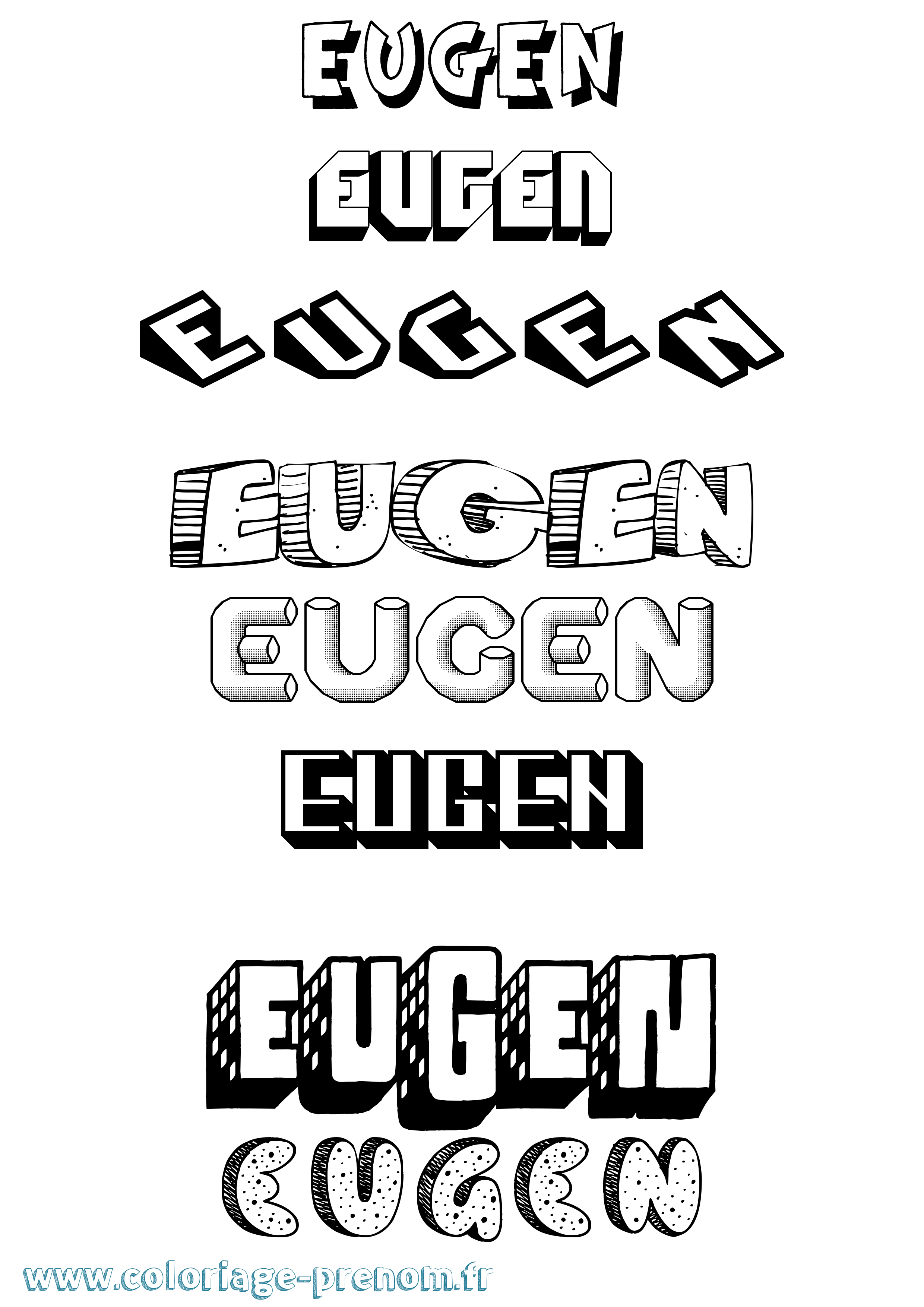 Coloriage prénom Eugen Effet 3D