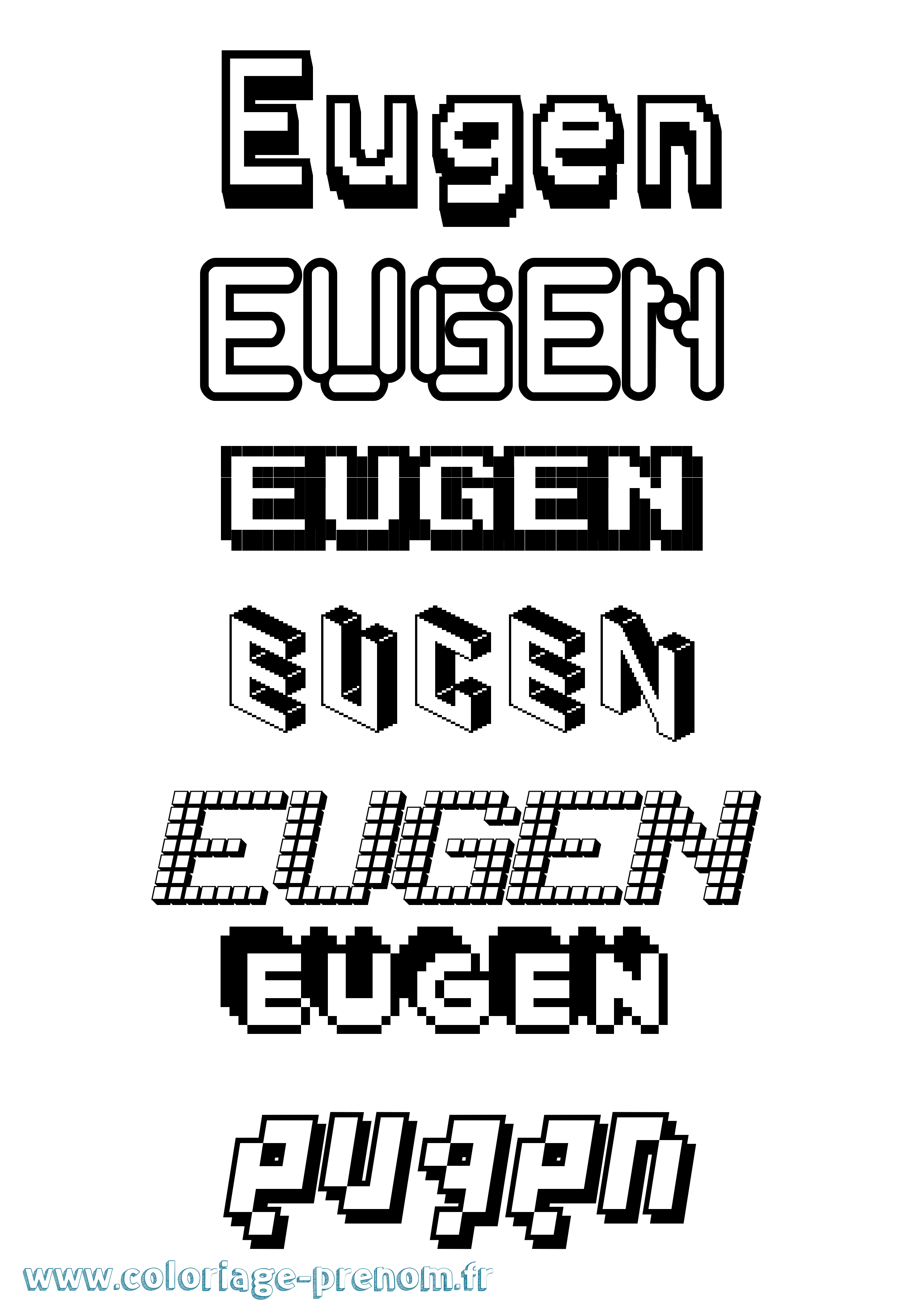 Coloriage prénom Eugen Pixel
