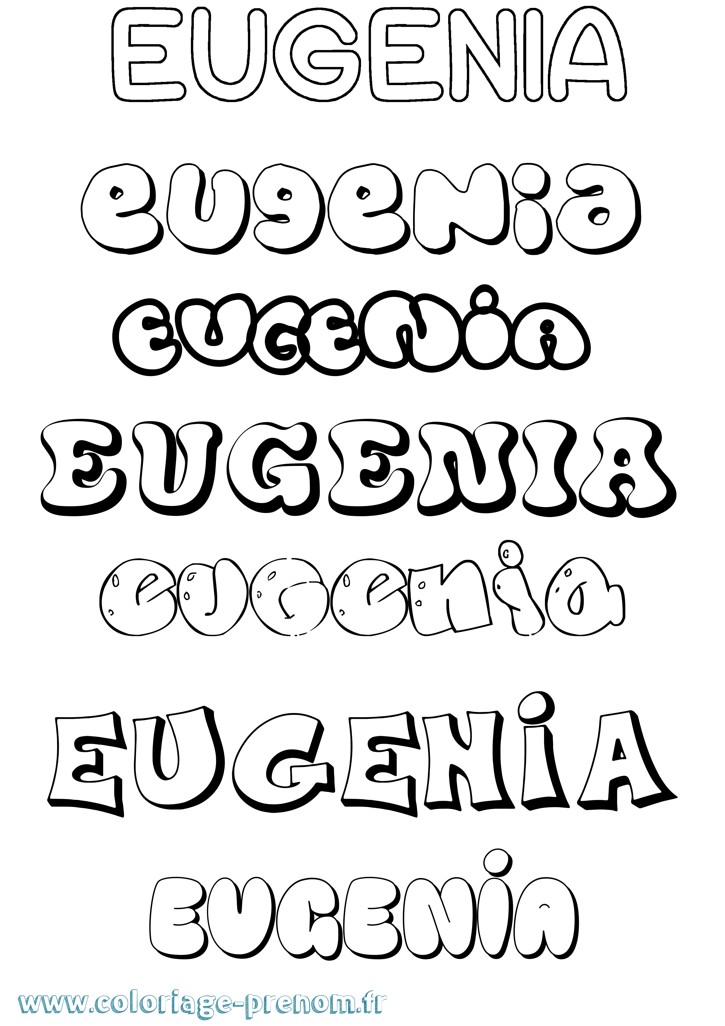 Coloriage prénom Eugenia Bubble