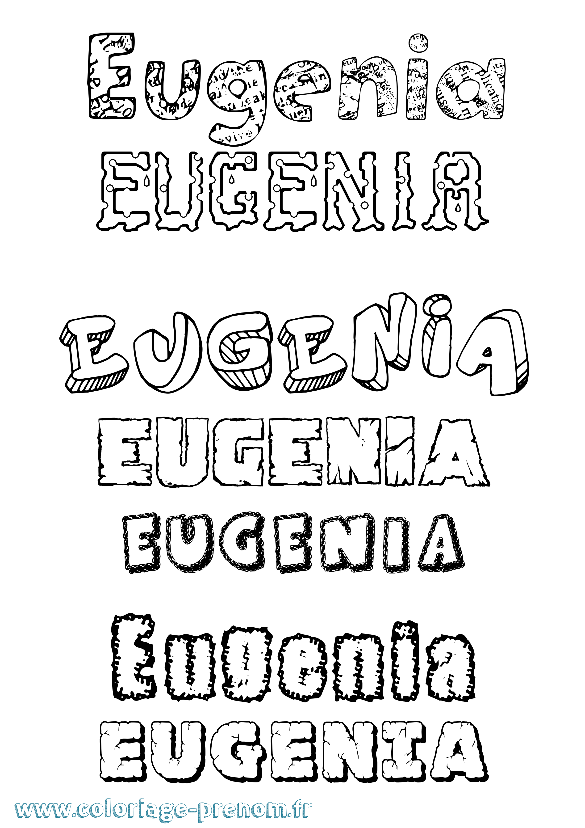 Coloriage prénom Eugenia Destructuré
