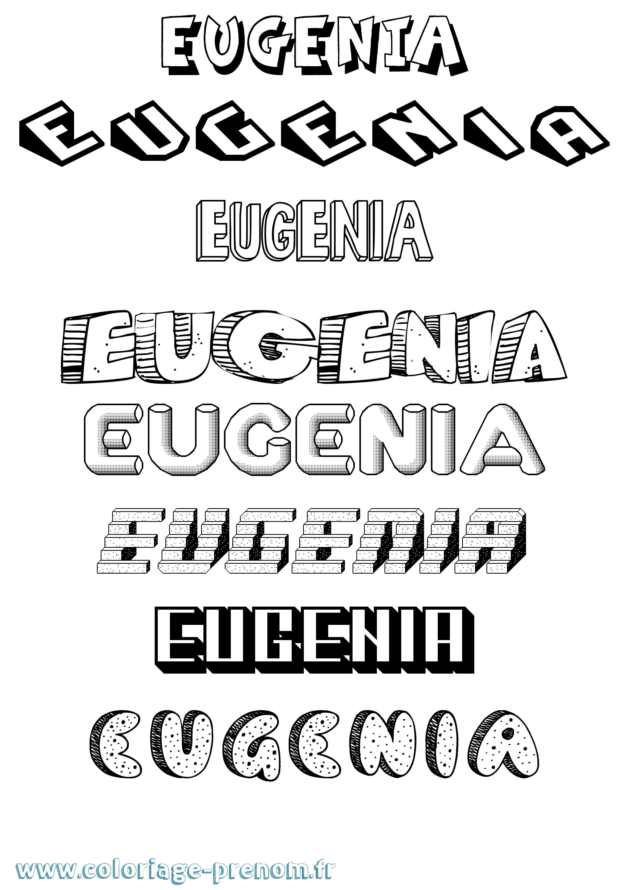 Coloriage prénom Eugenia Effet 3D