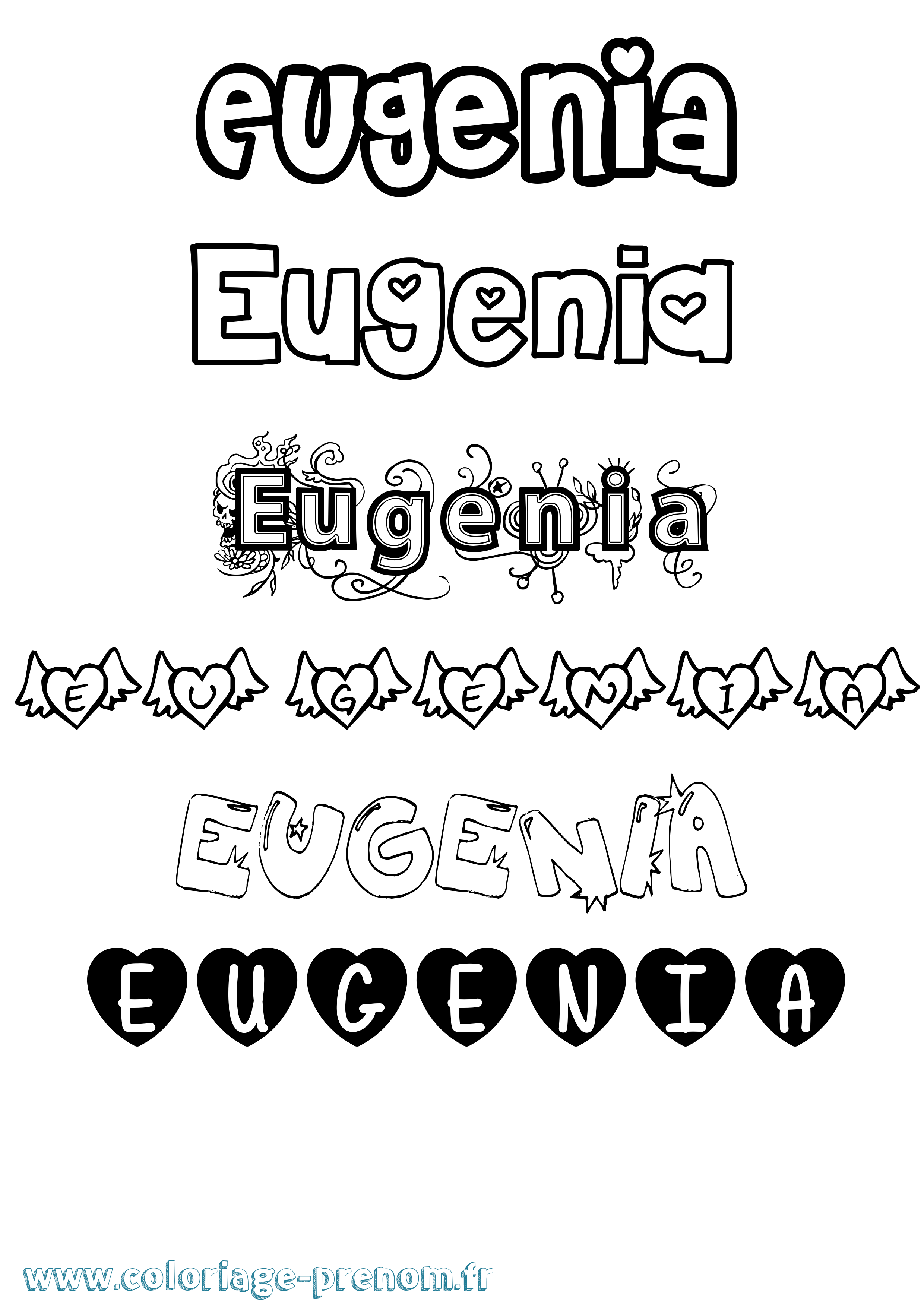 Coloriage prénom Eugenia Girly