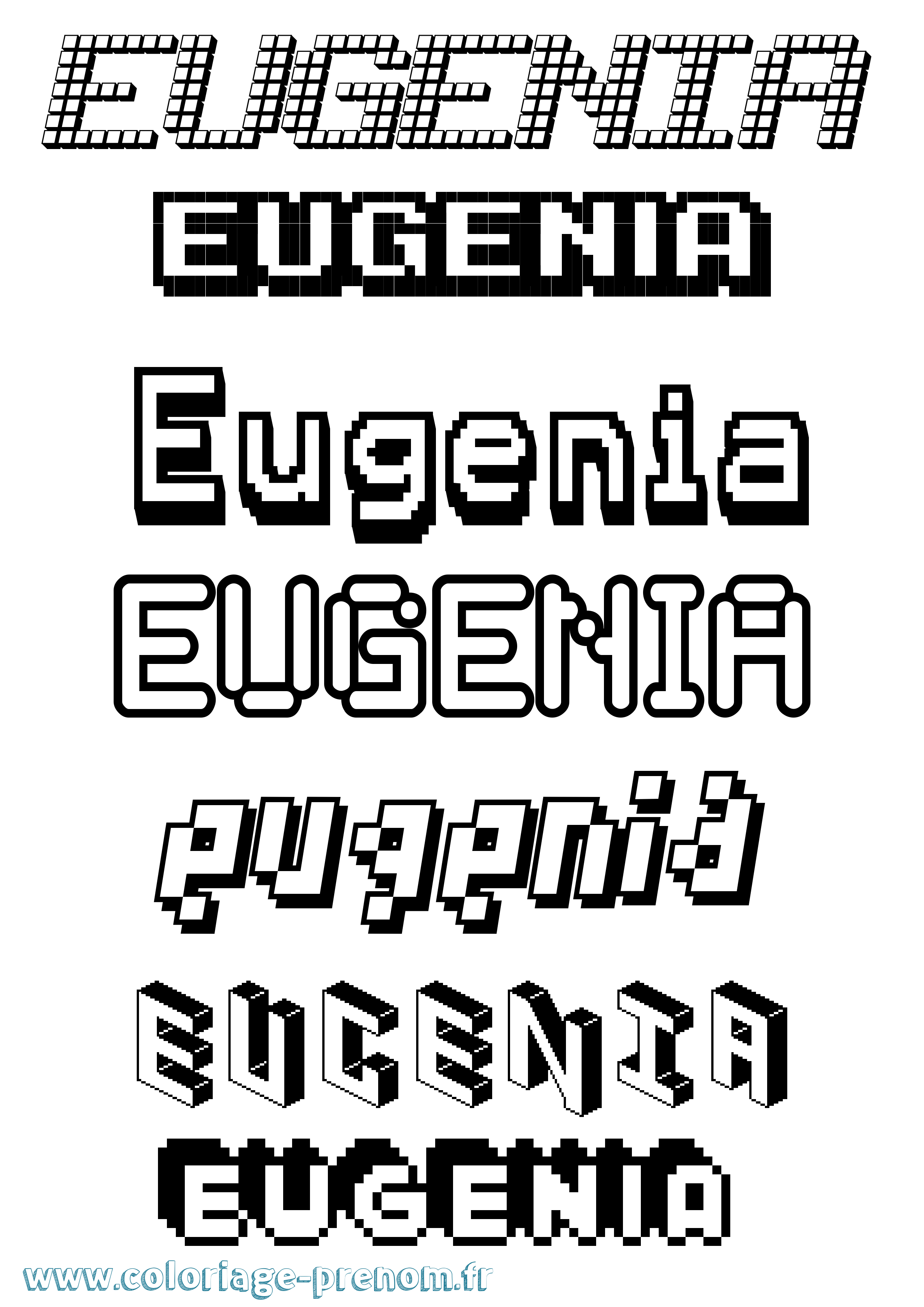 Coloriage prénom Eugenia Pixel