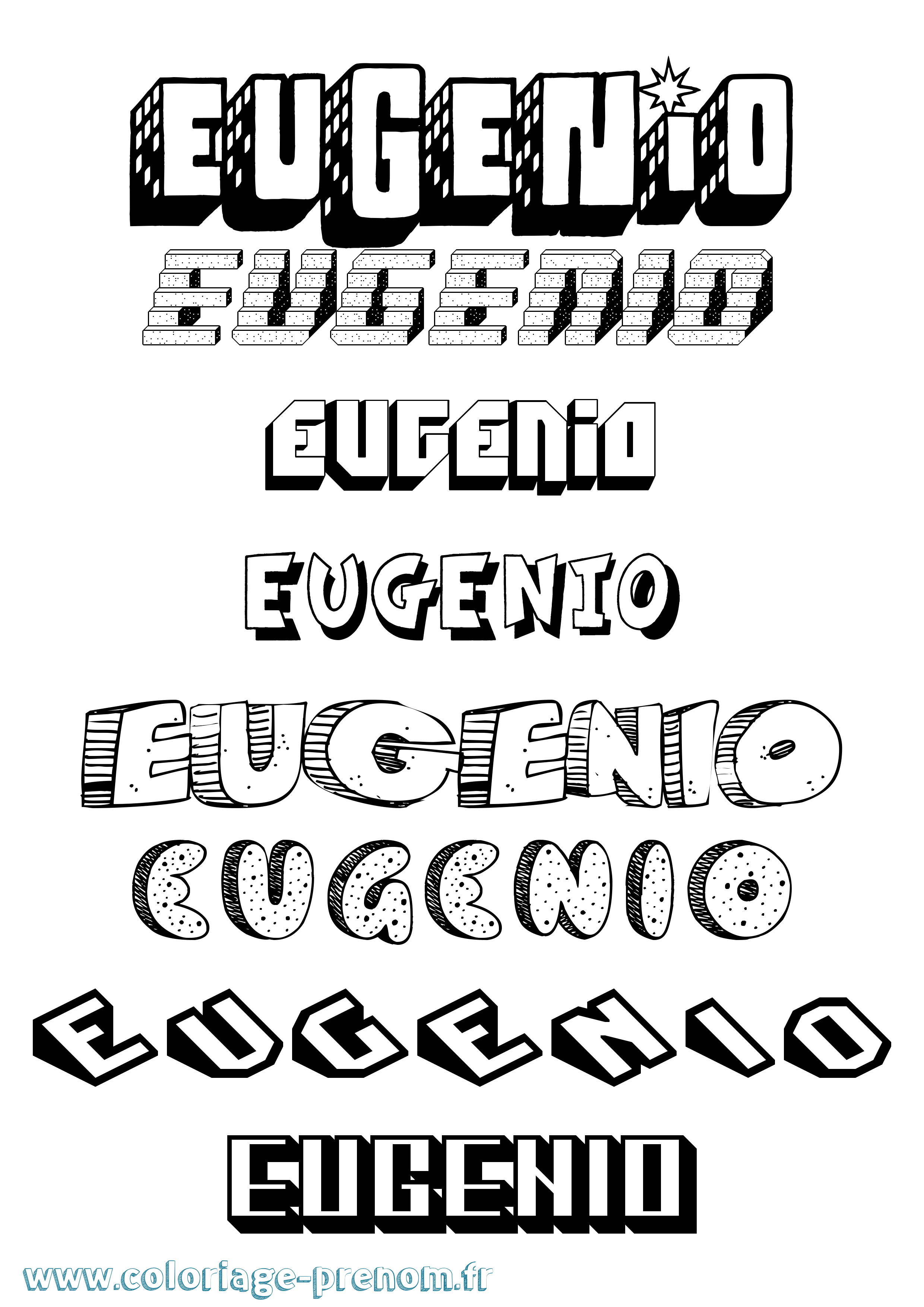 Coloriage Eugenio Effet 3D Coloriage prénom Eugenio Effet 3D
