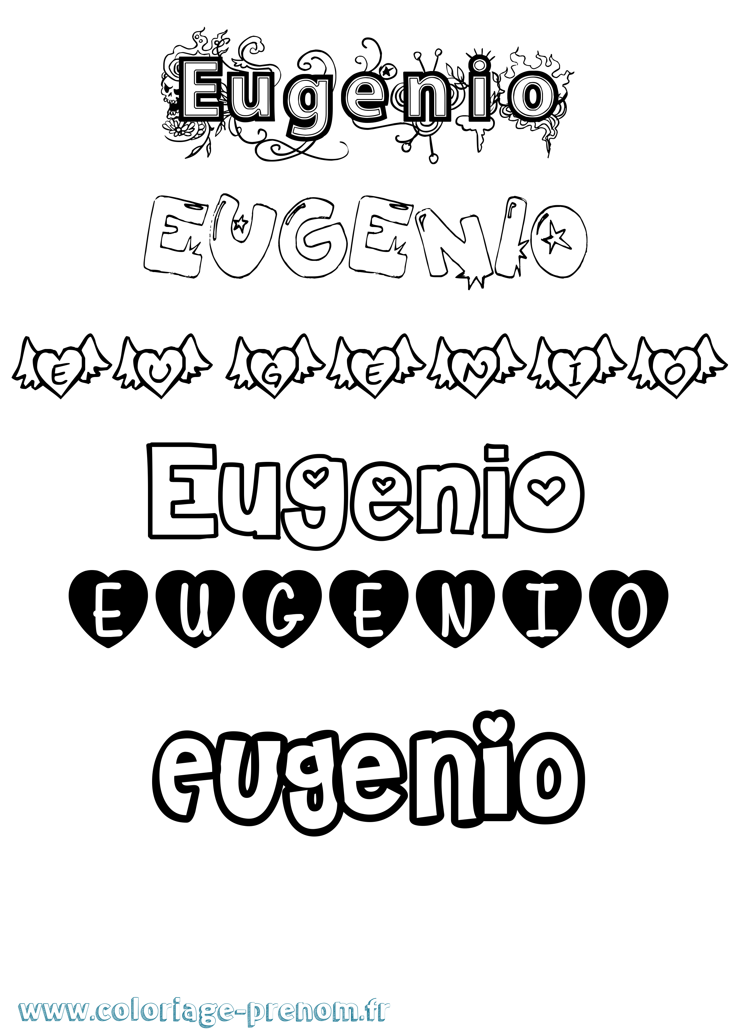 Coloriage Eugenio Girly Coloriage prénom Eugenio Girly