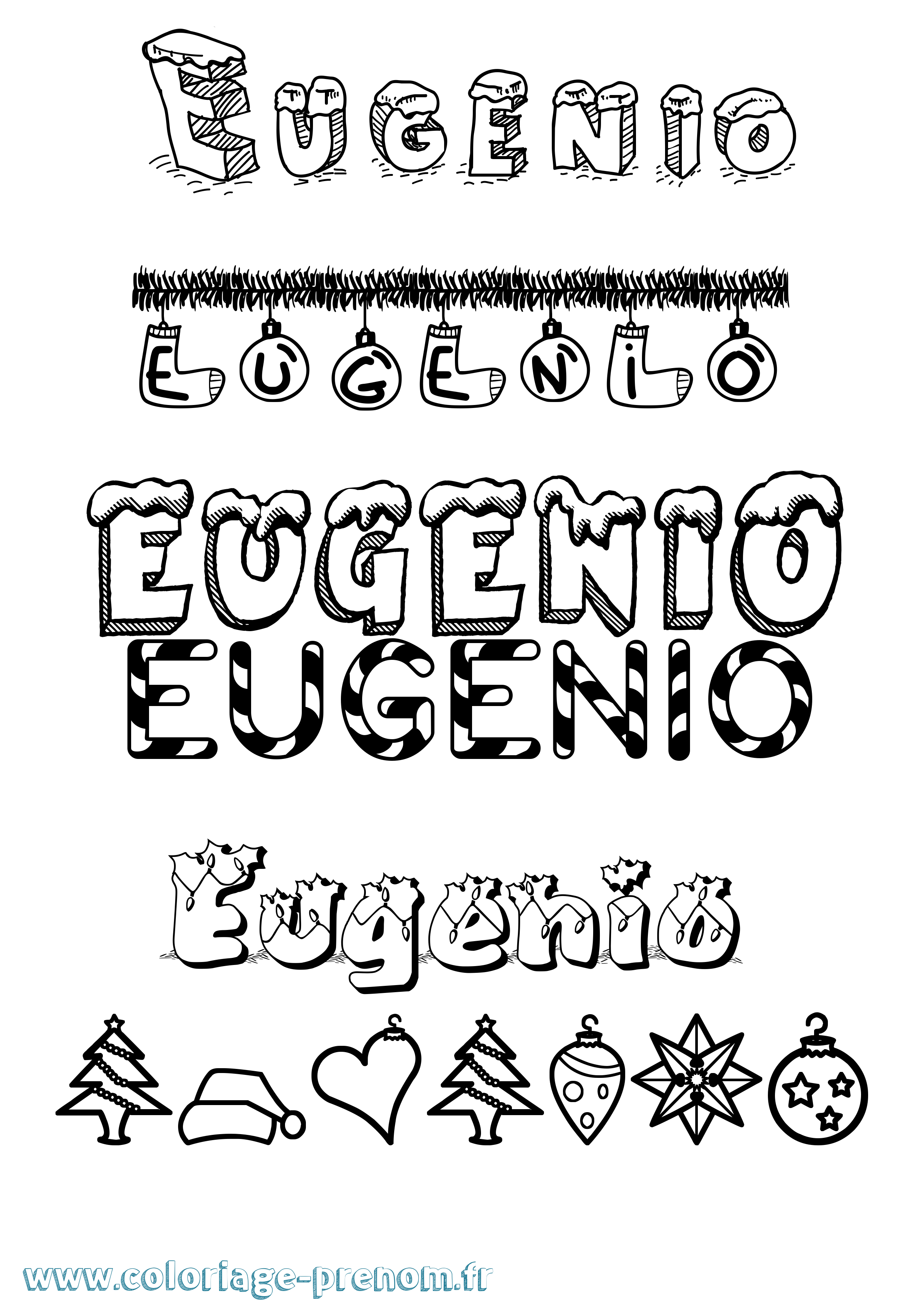 Coloriage Eugenio Noël Coloriage prénom Eugenio Noël