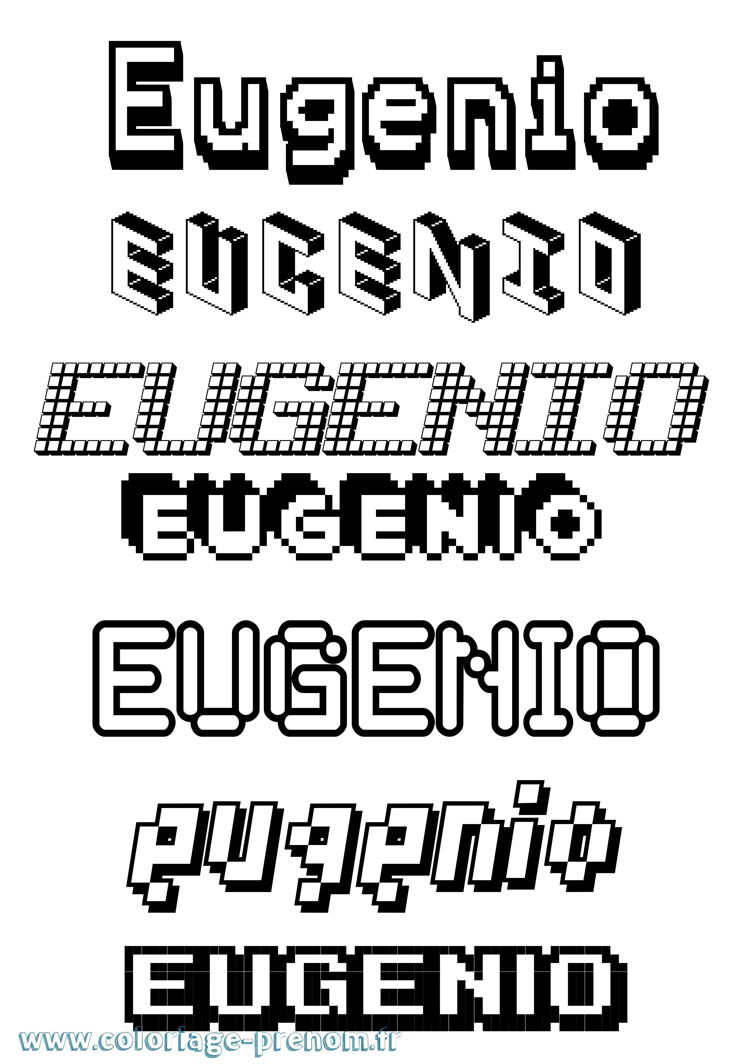 Coloriage Eugenio Pixel Coloriage prénom Eugenio Pixel