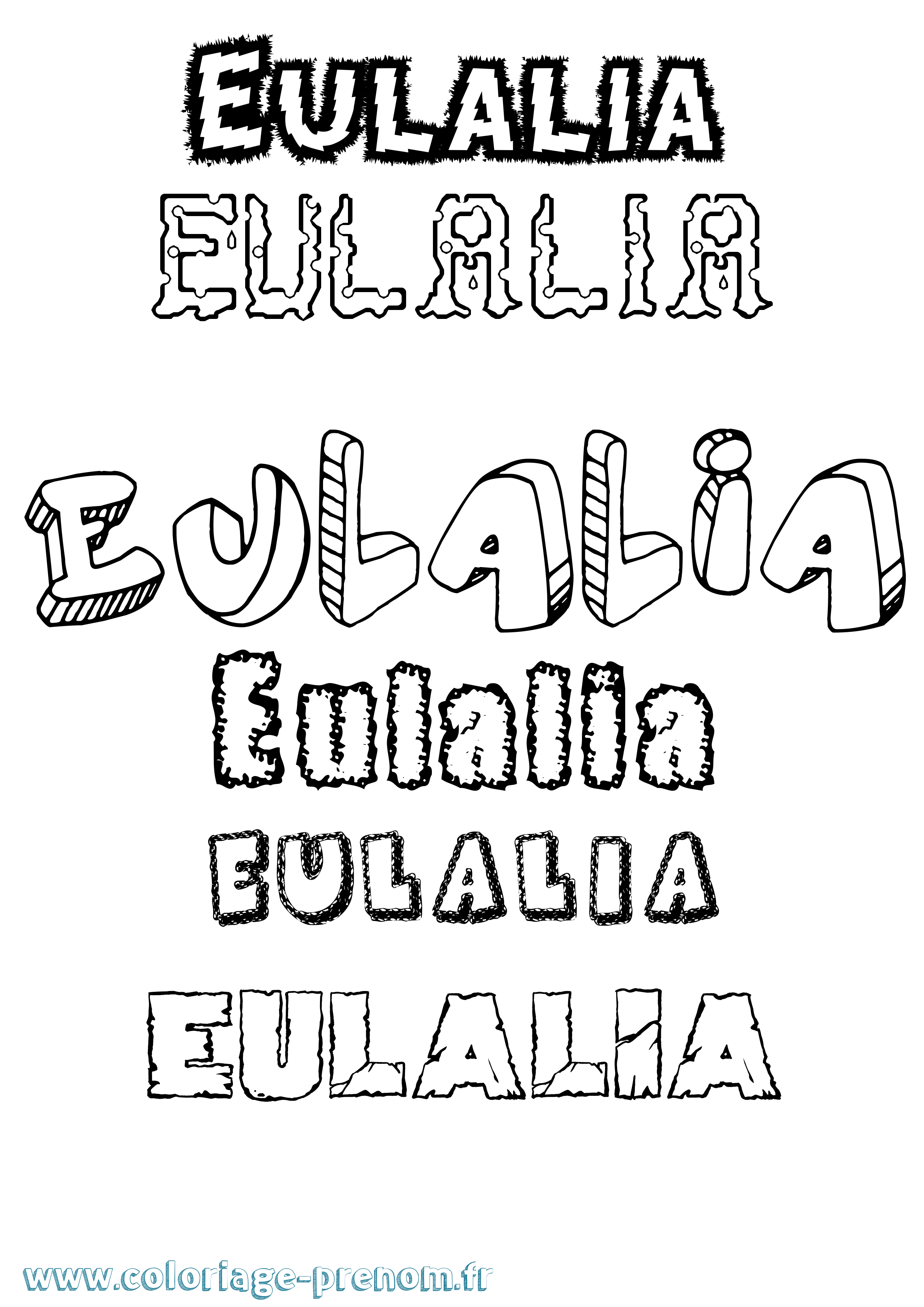 Coloriage prénom Eulalia Destructuré