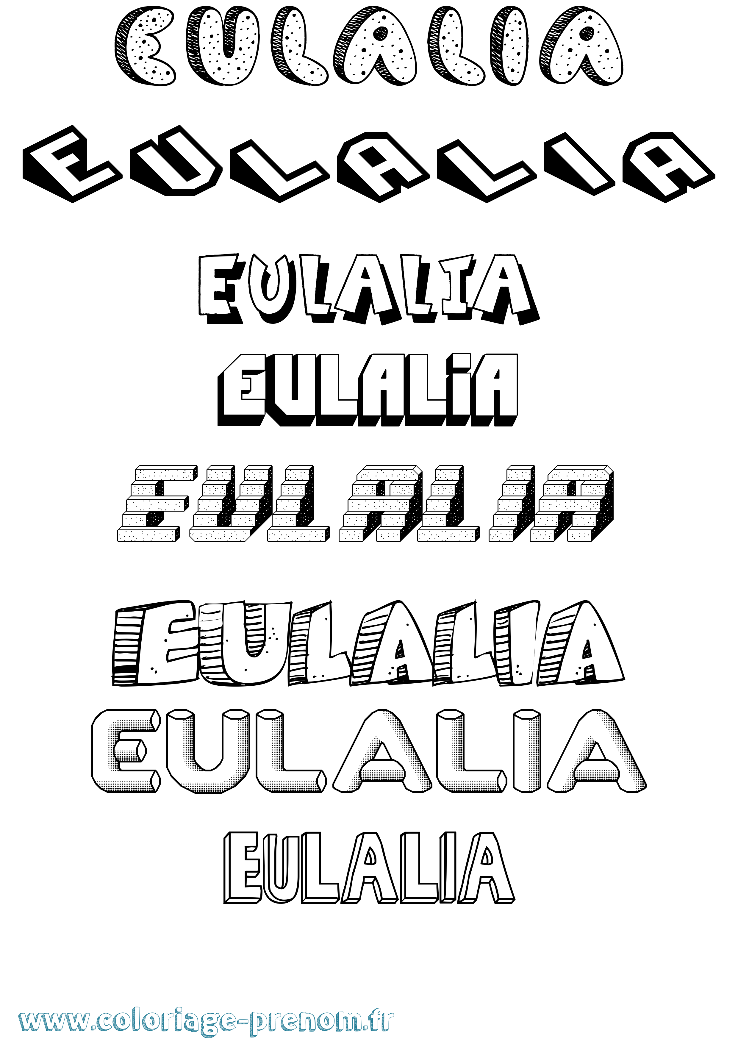 Coloriage prénom Eulalia Effet 3D