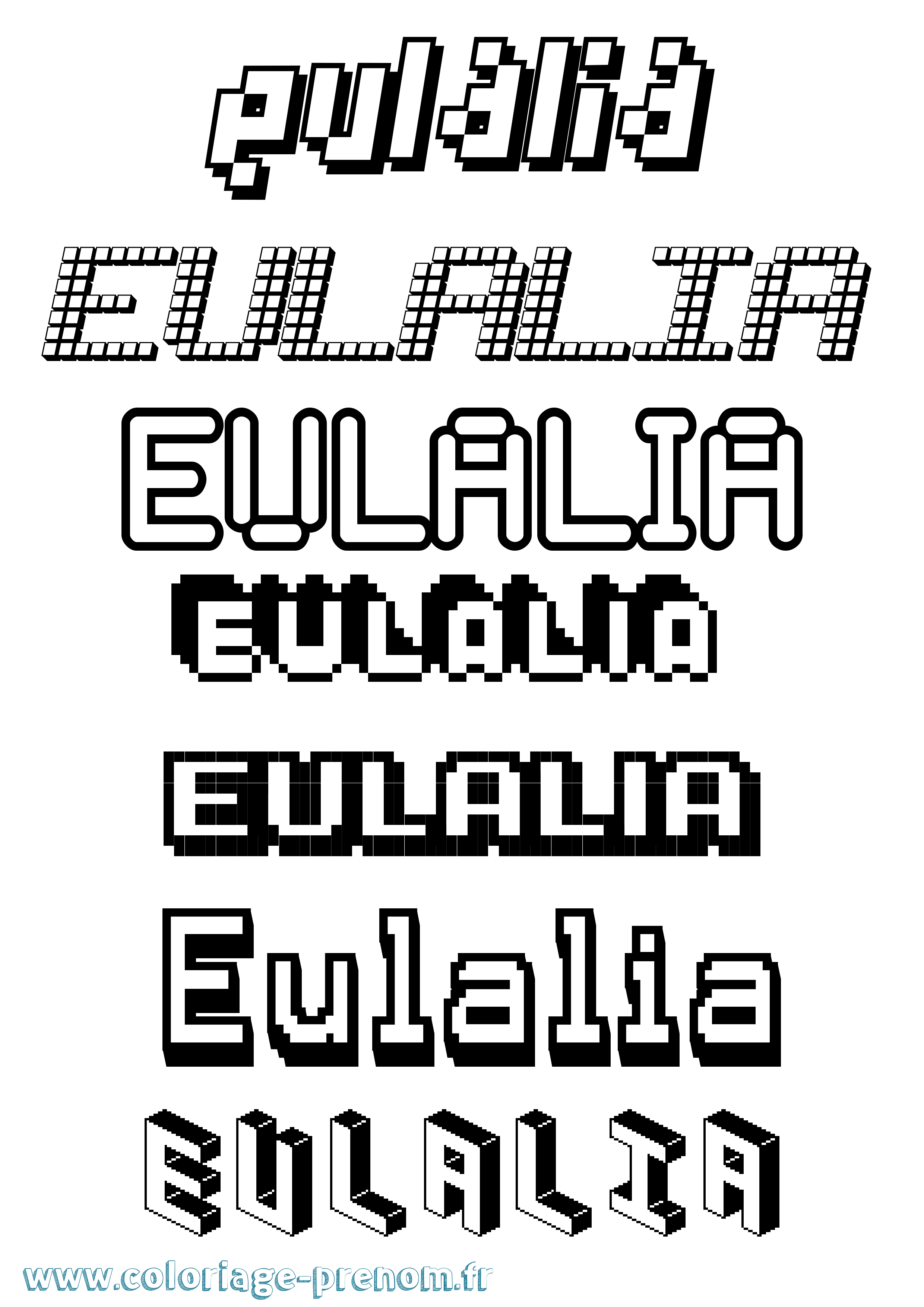 Coloriage prénom Eulalia Pixel