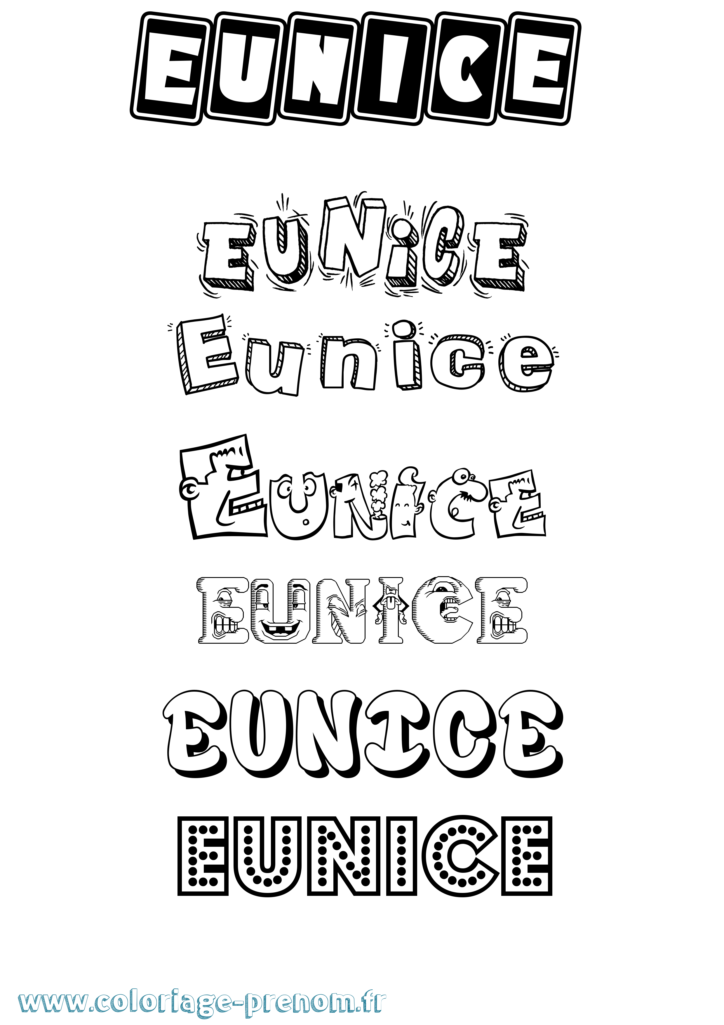 Coloriage prénom Eunice Fun