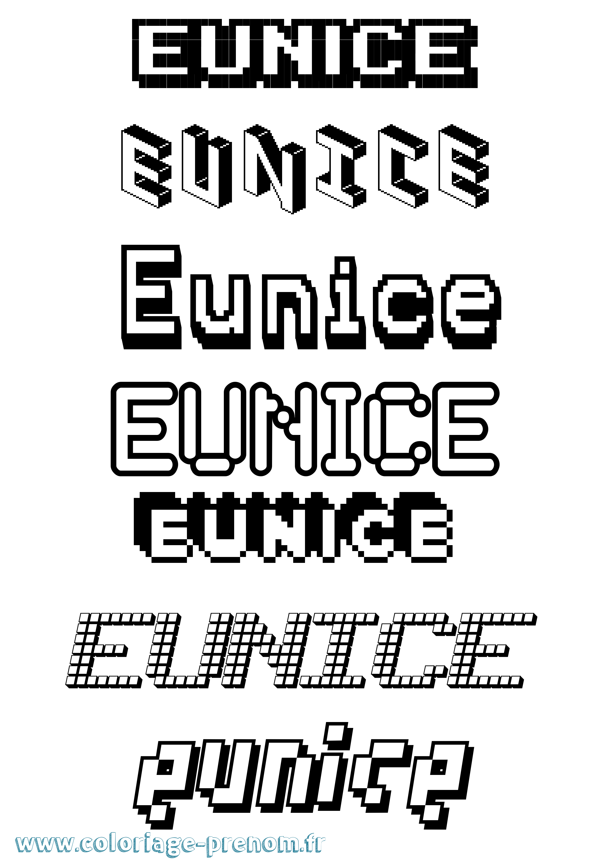 Coloriage Eunice Coloriage prénom Eunice