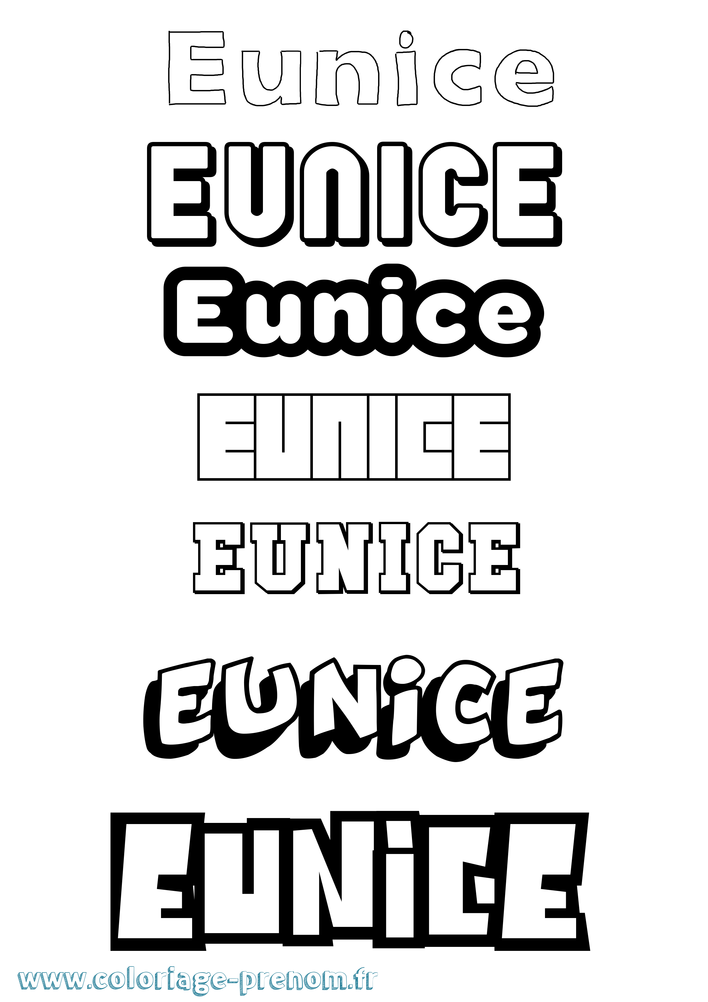 Coloriage prénom Eunice Simple