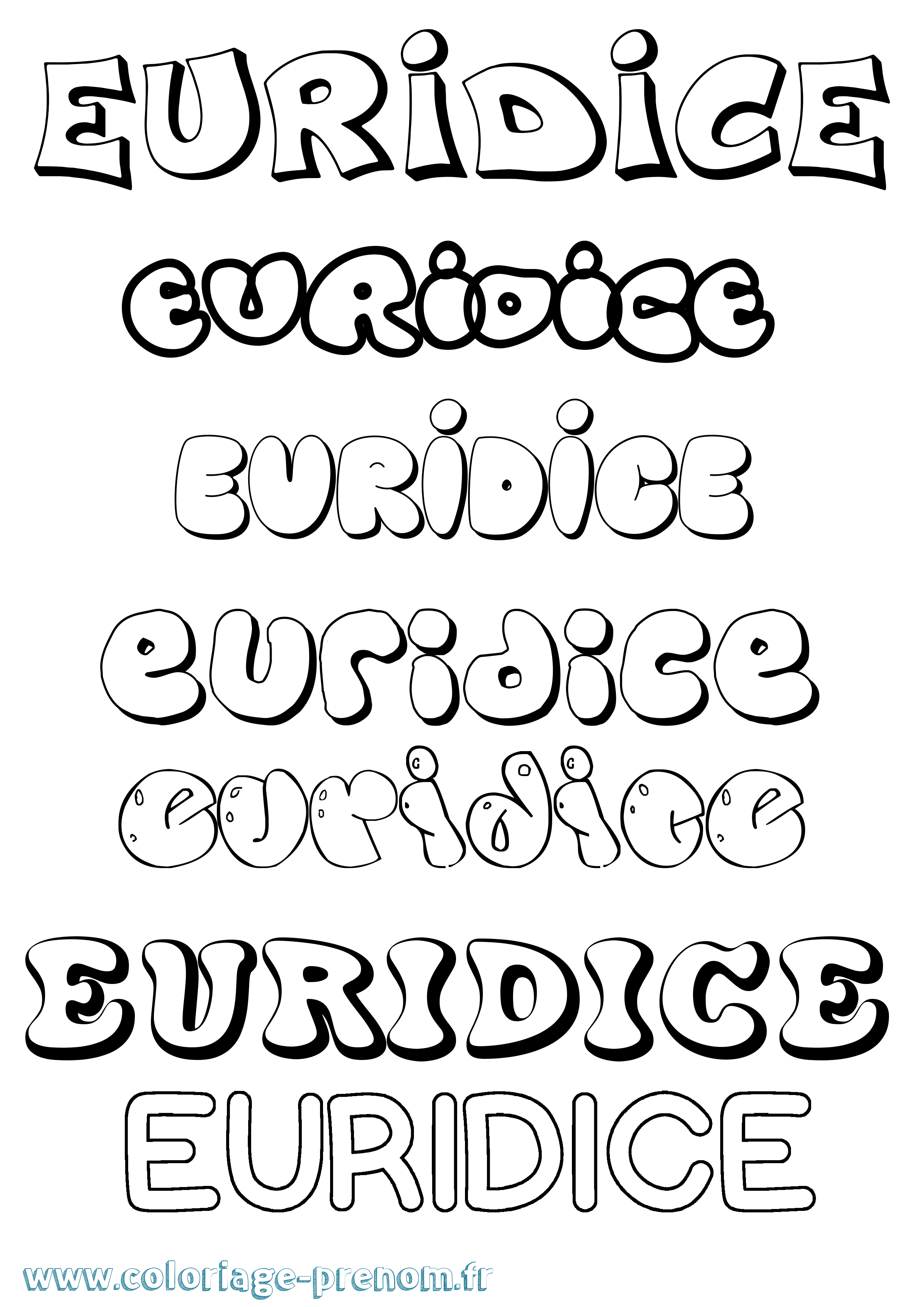 Coloriage prénom Euridice Bubble