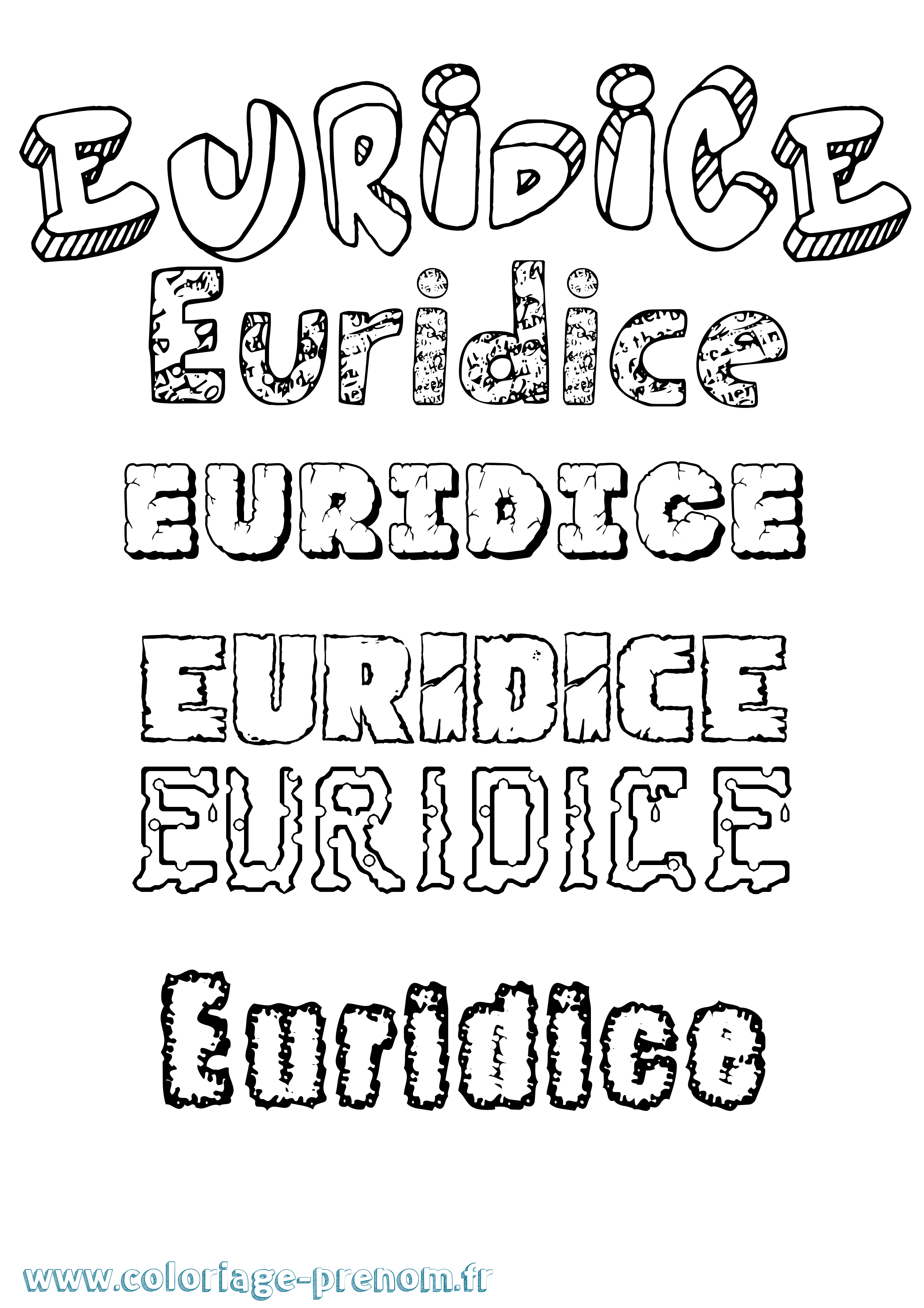 Coloriage prénom Euridice Destructuré