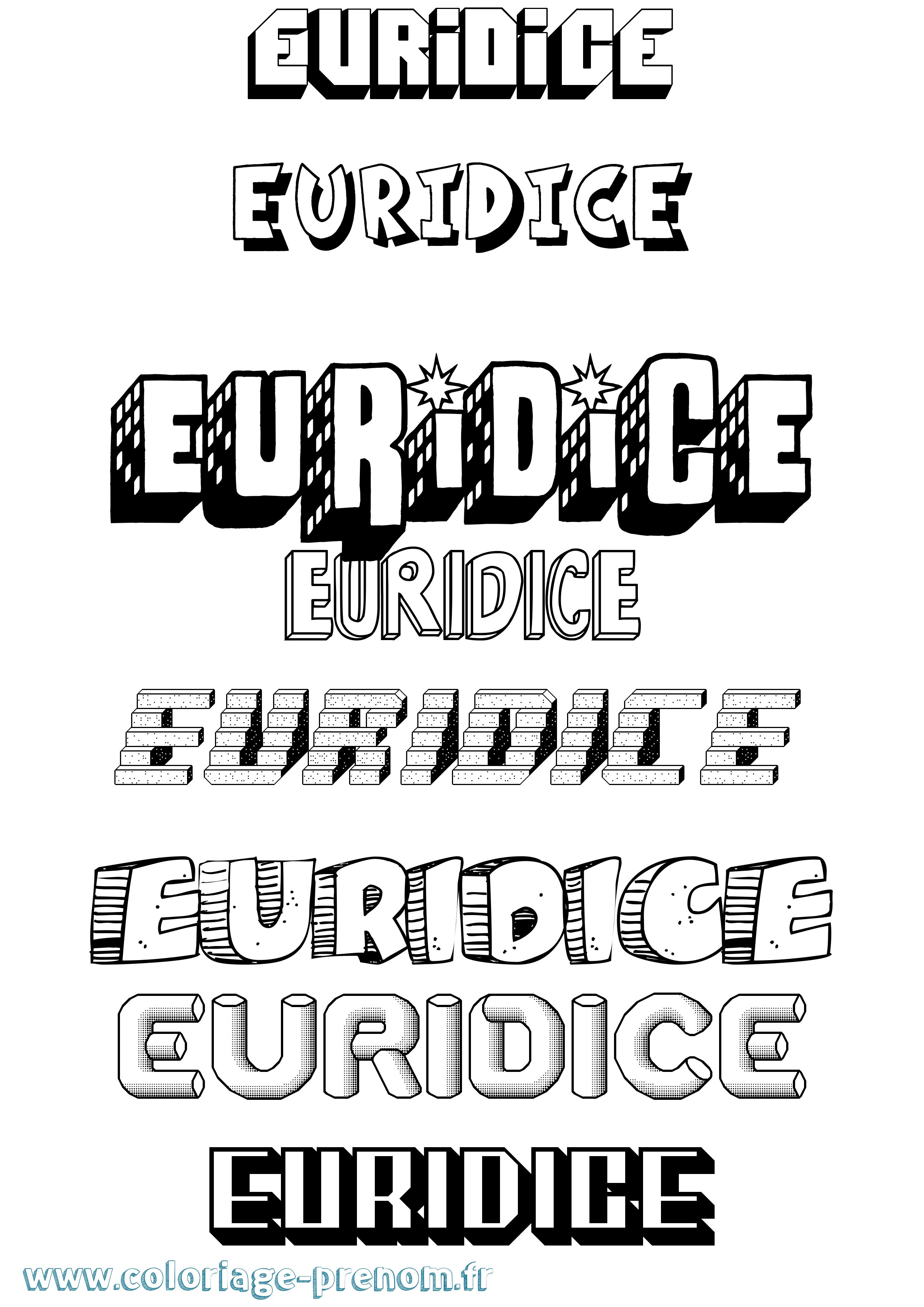 Coloriage prénom Euridice Effet 3D