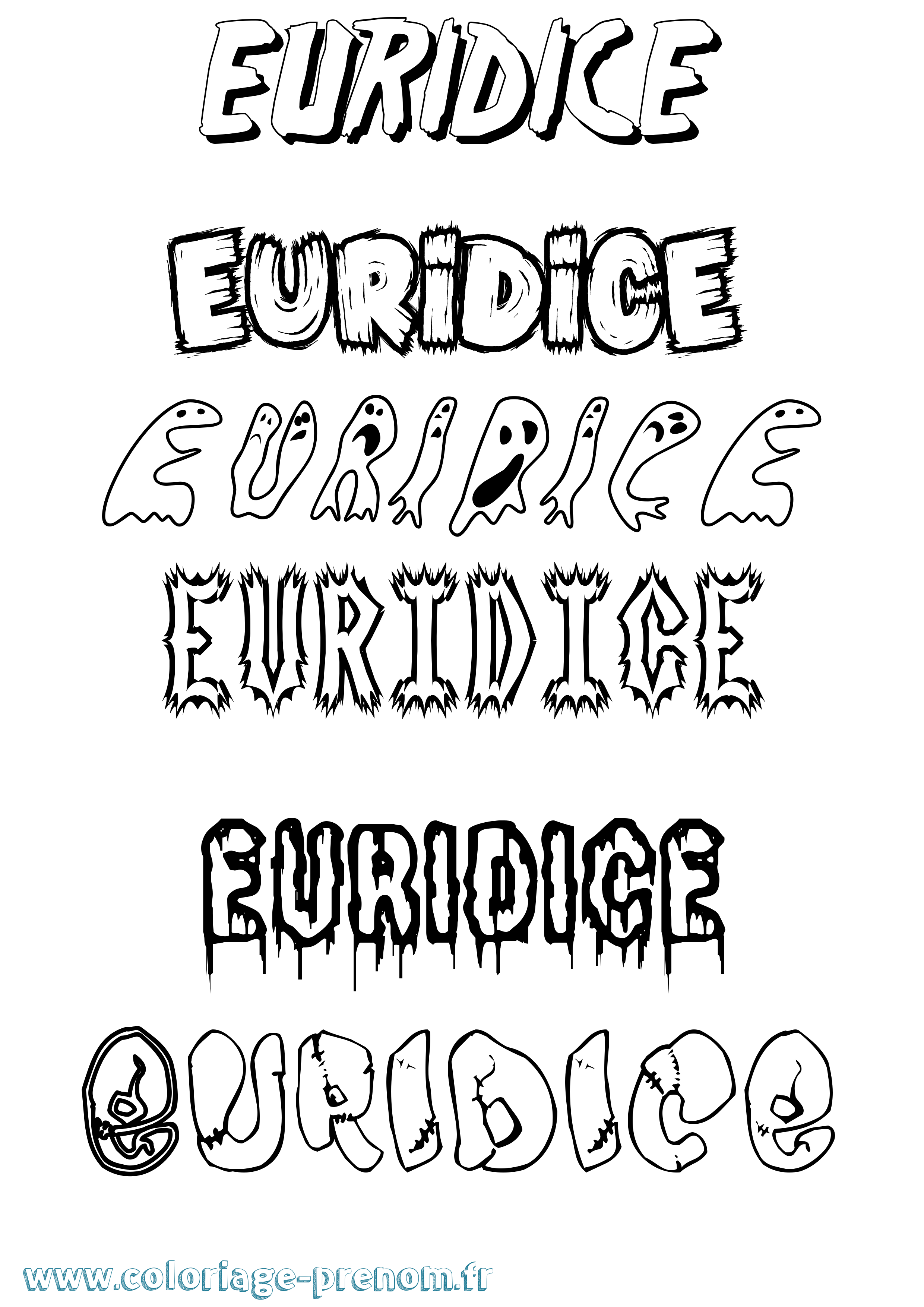 Coloriage prénom Euridice Frisson