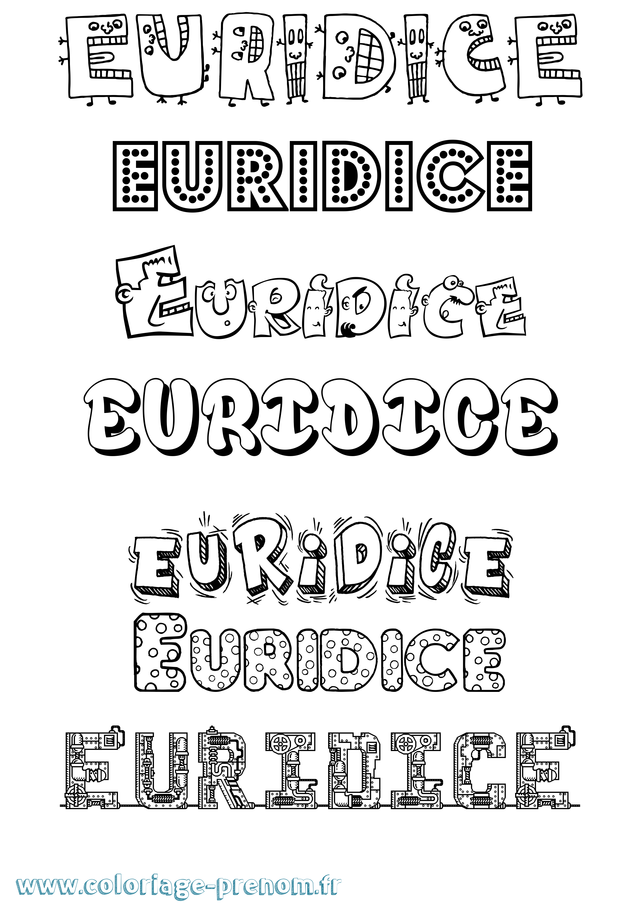 Coloriage prénom Euridice Fun