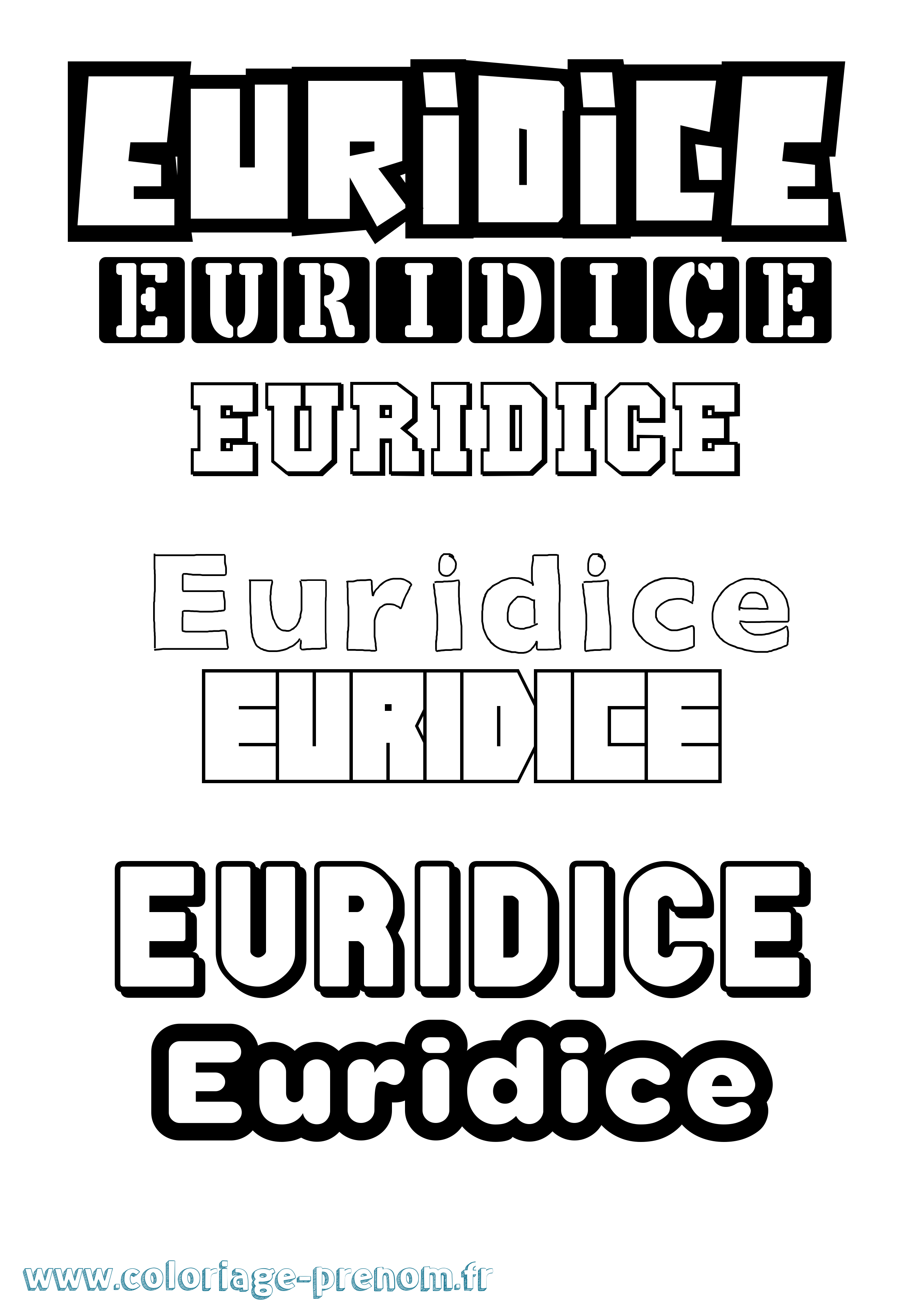 Coloriage prénom Euridice Simple