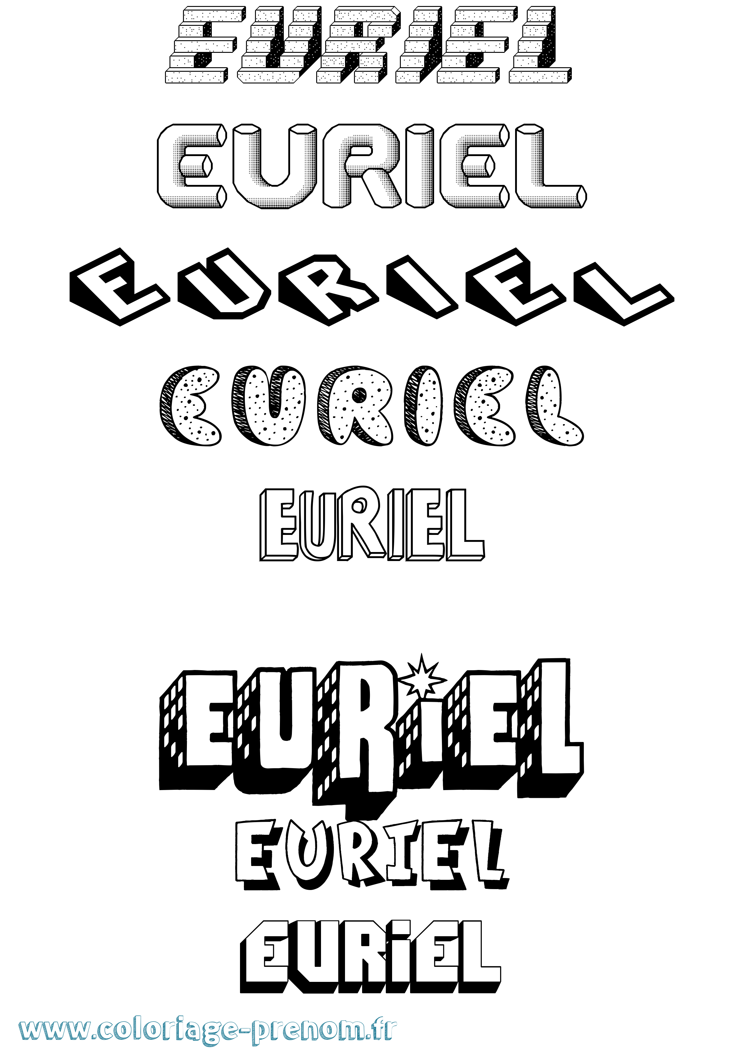 Coloriage prénom Euriel Effet 3D
