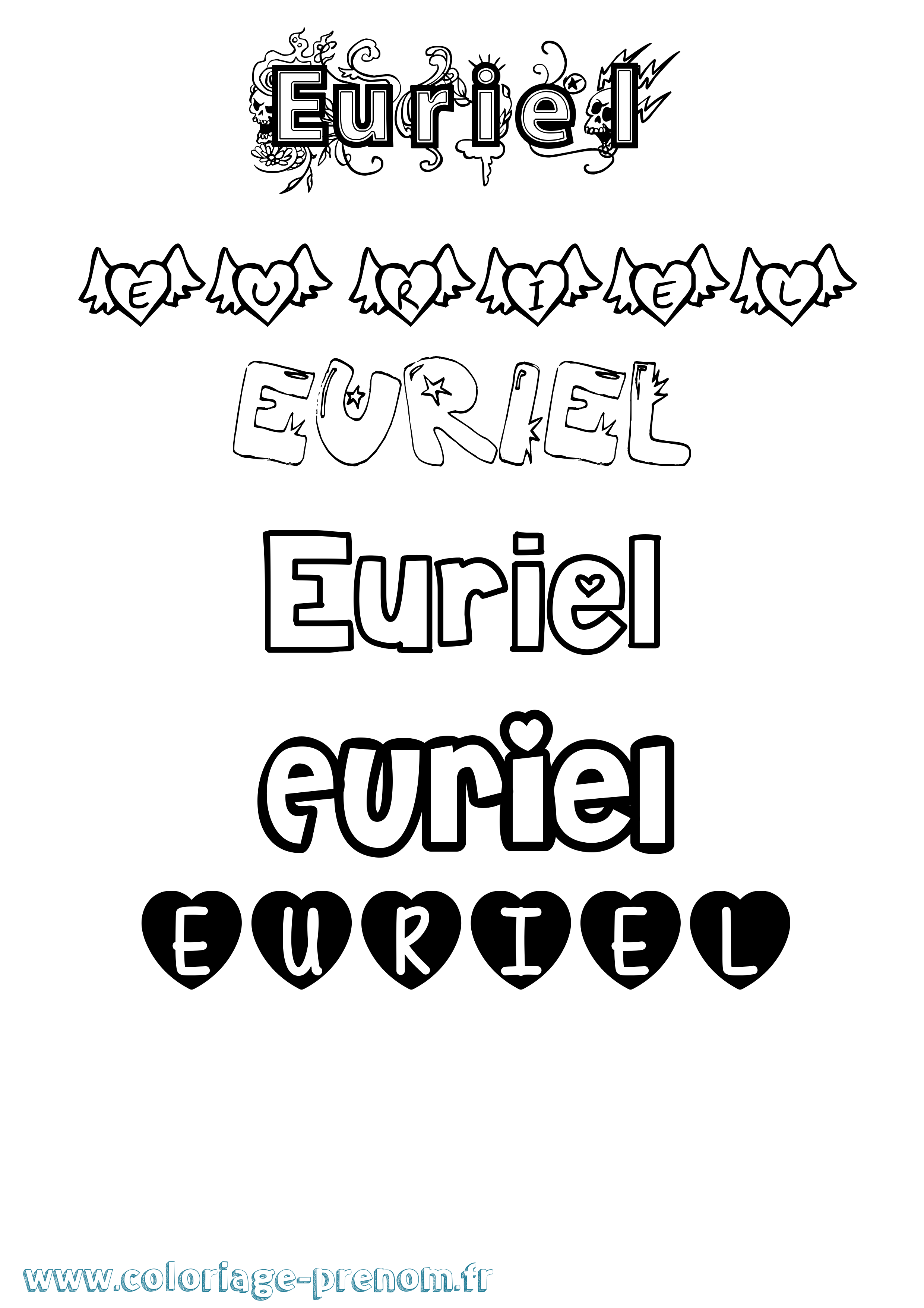 Coloriage prénom Euriel Girly