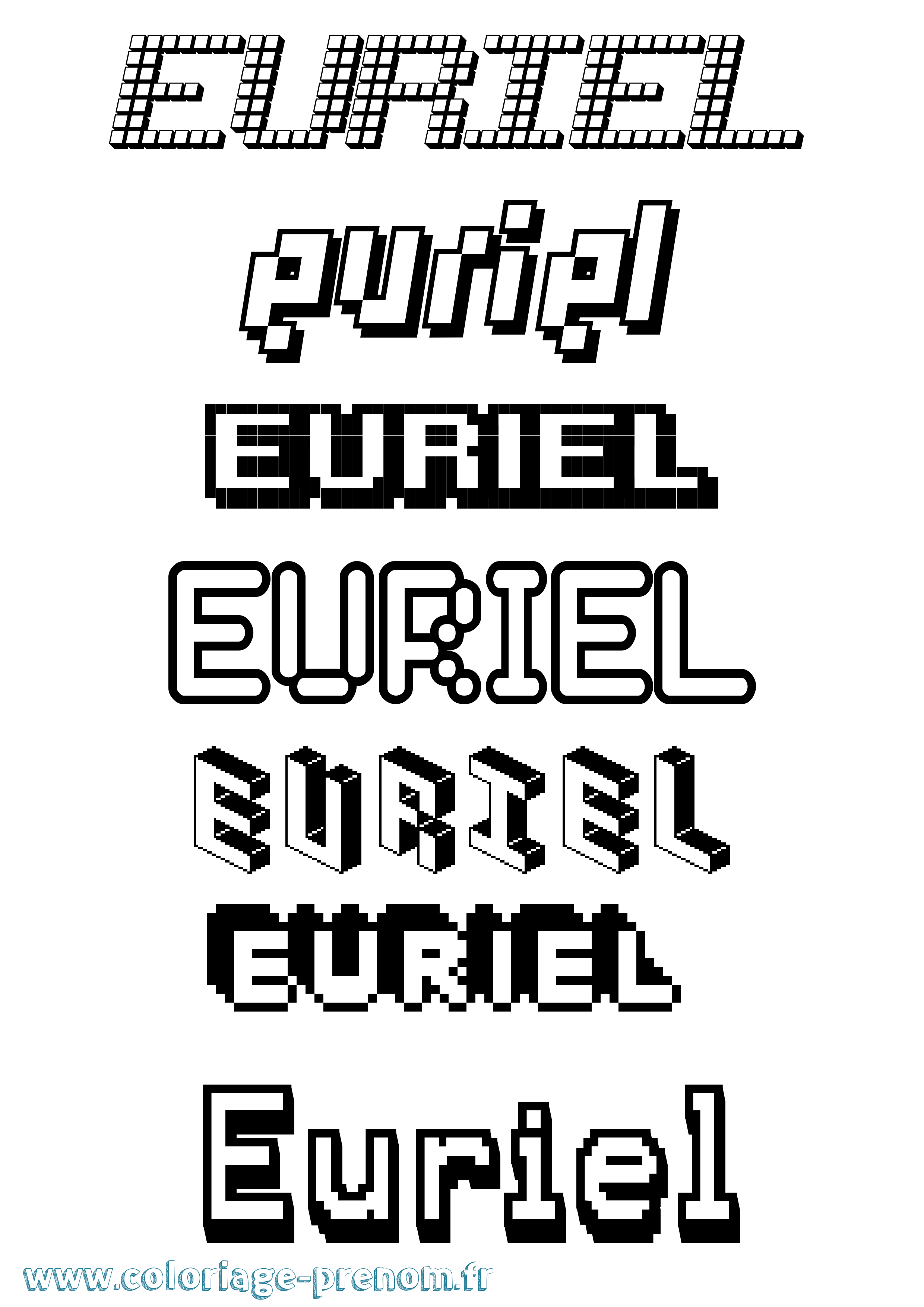 Coloriage prénom Euriel Pixel