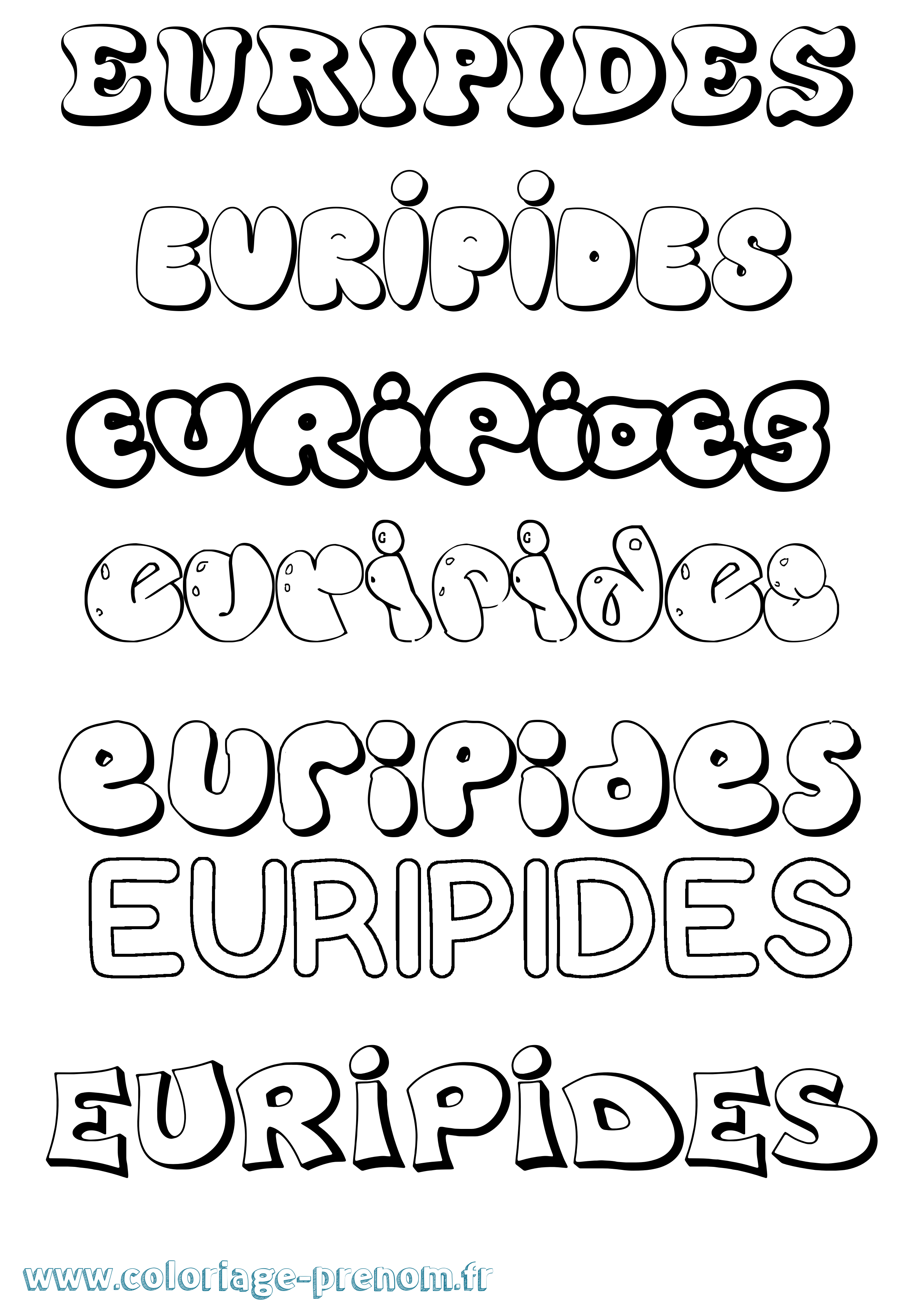 Coloriage prénom Euripides Bubble
