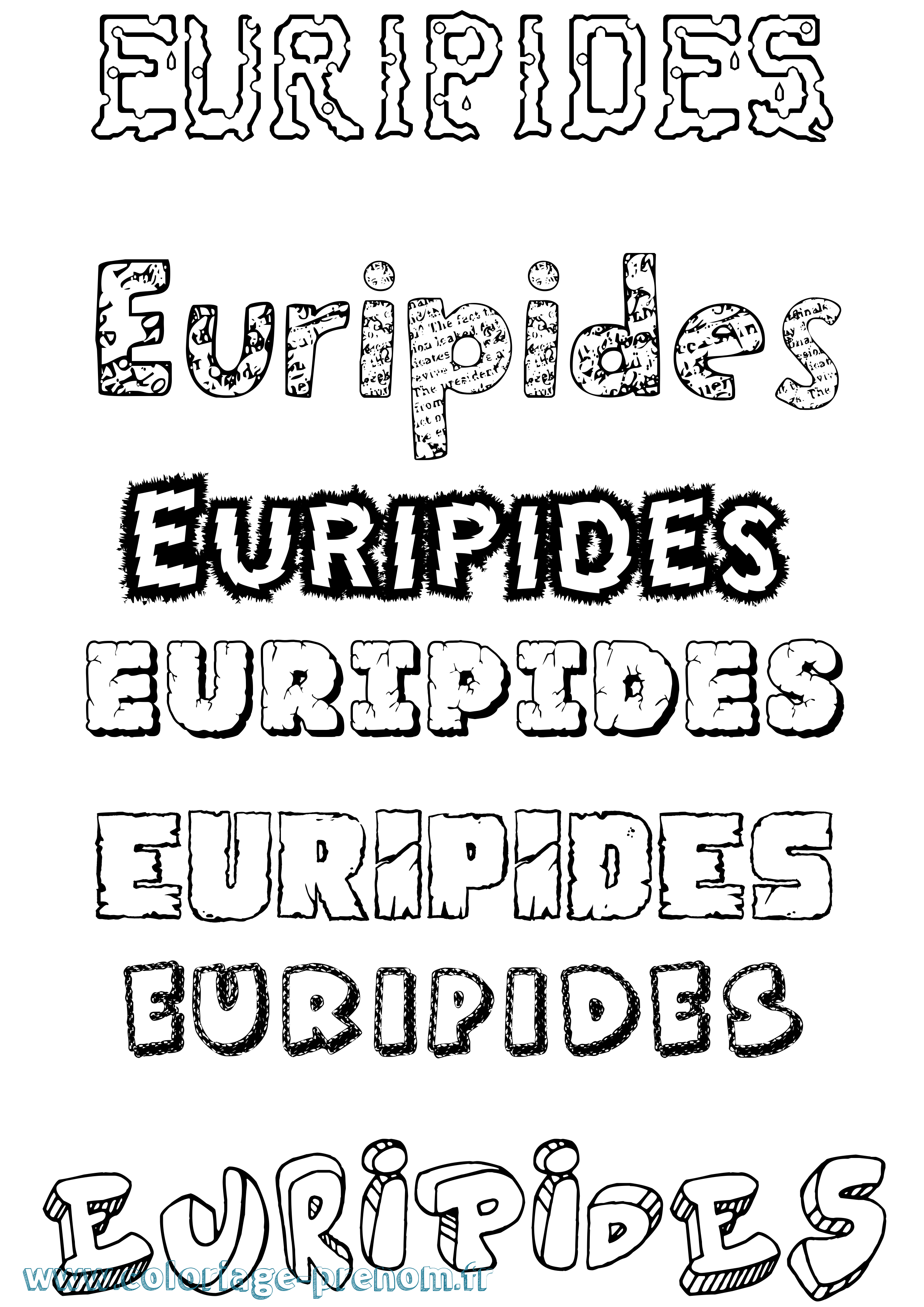 Coloriage prénom Euripides Destructuré