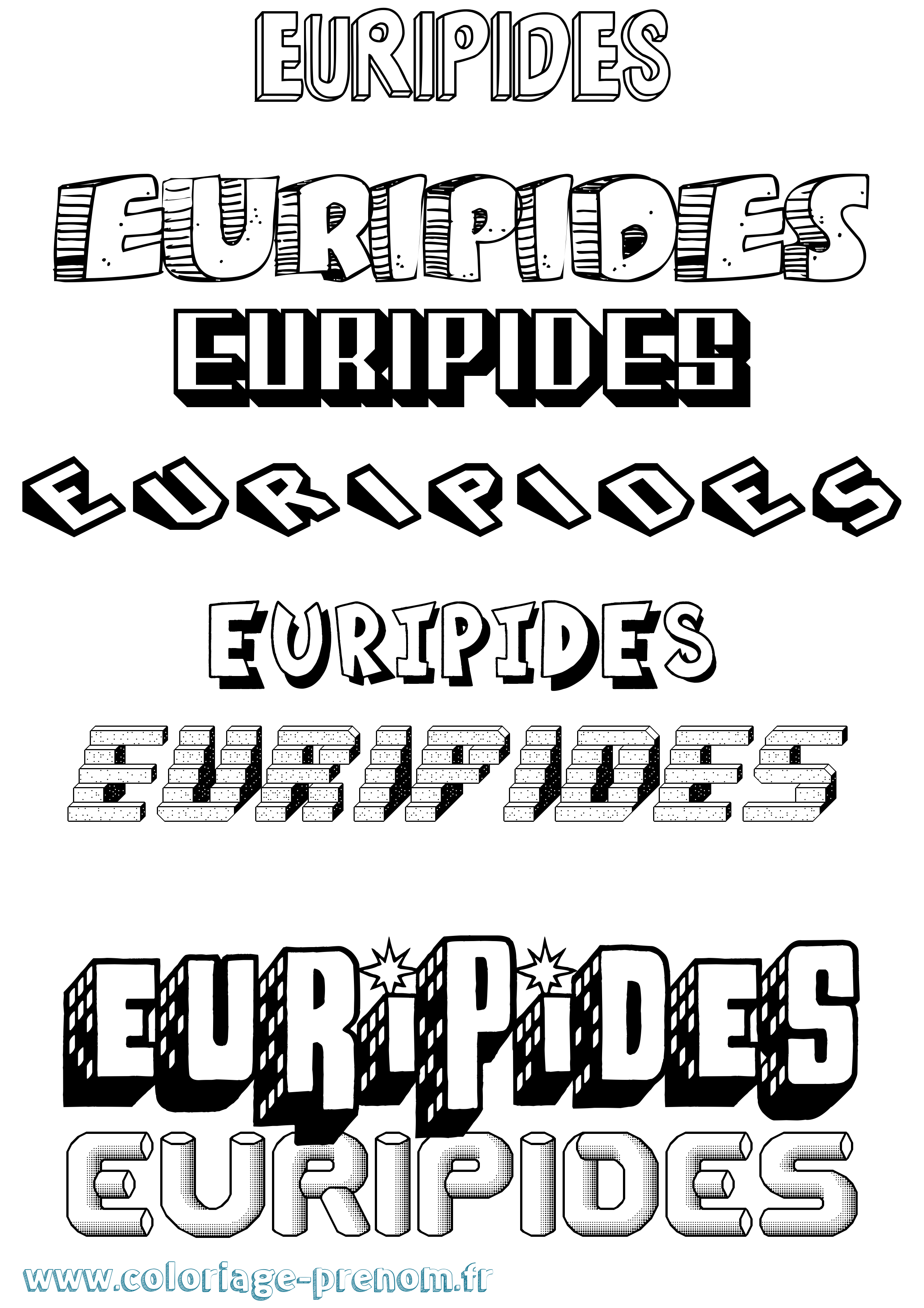 Coloriage prénom Euripides Effet 3D