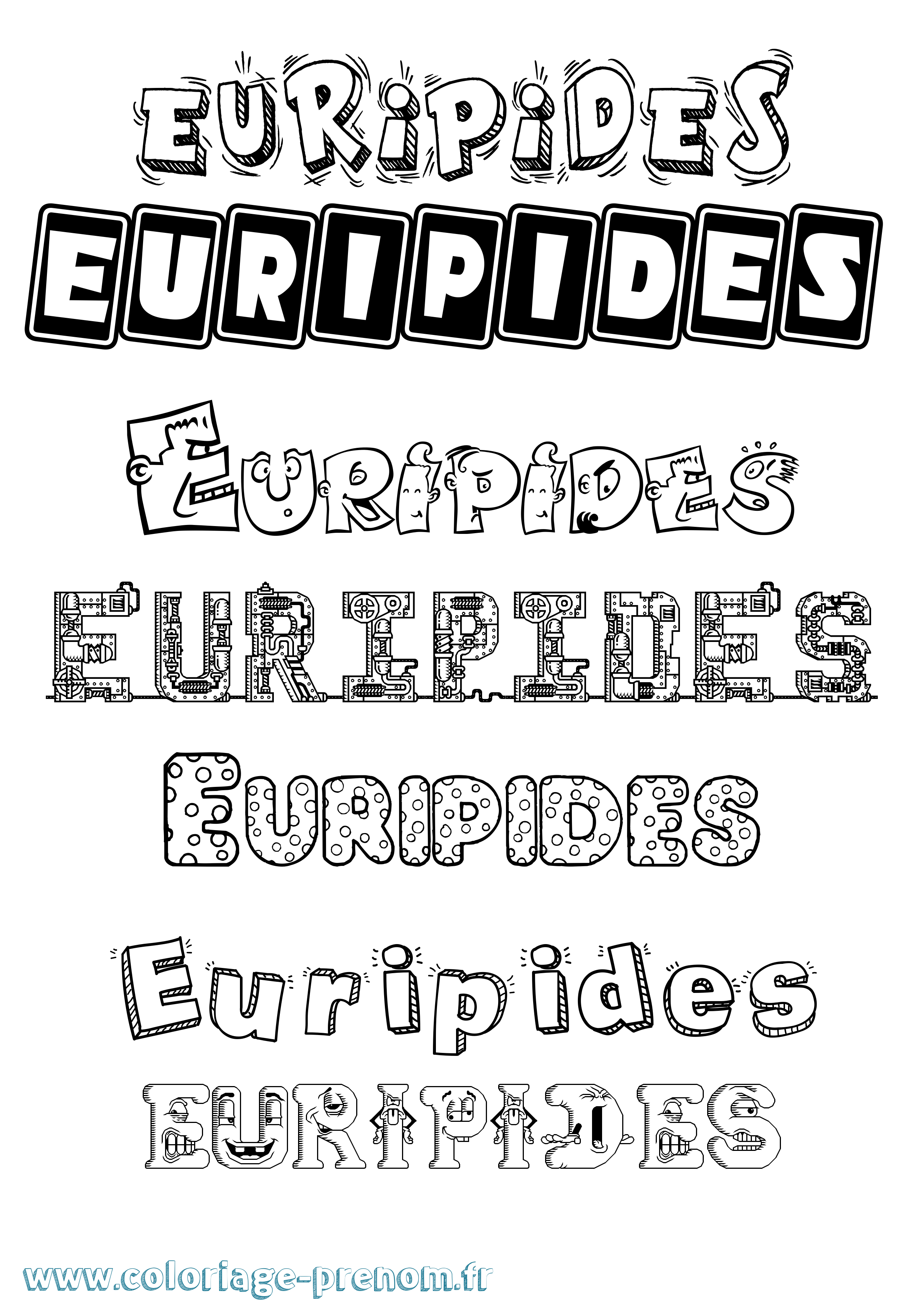 Coloriage prénom Euripides Fun