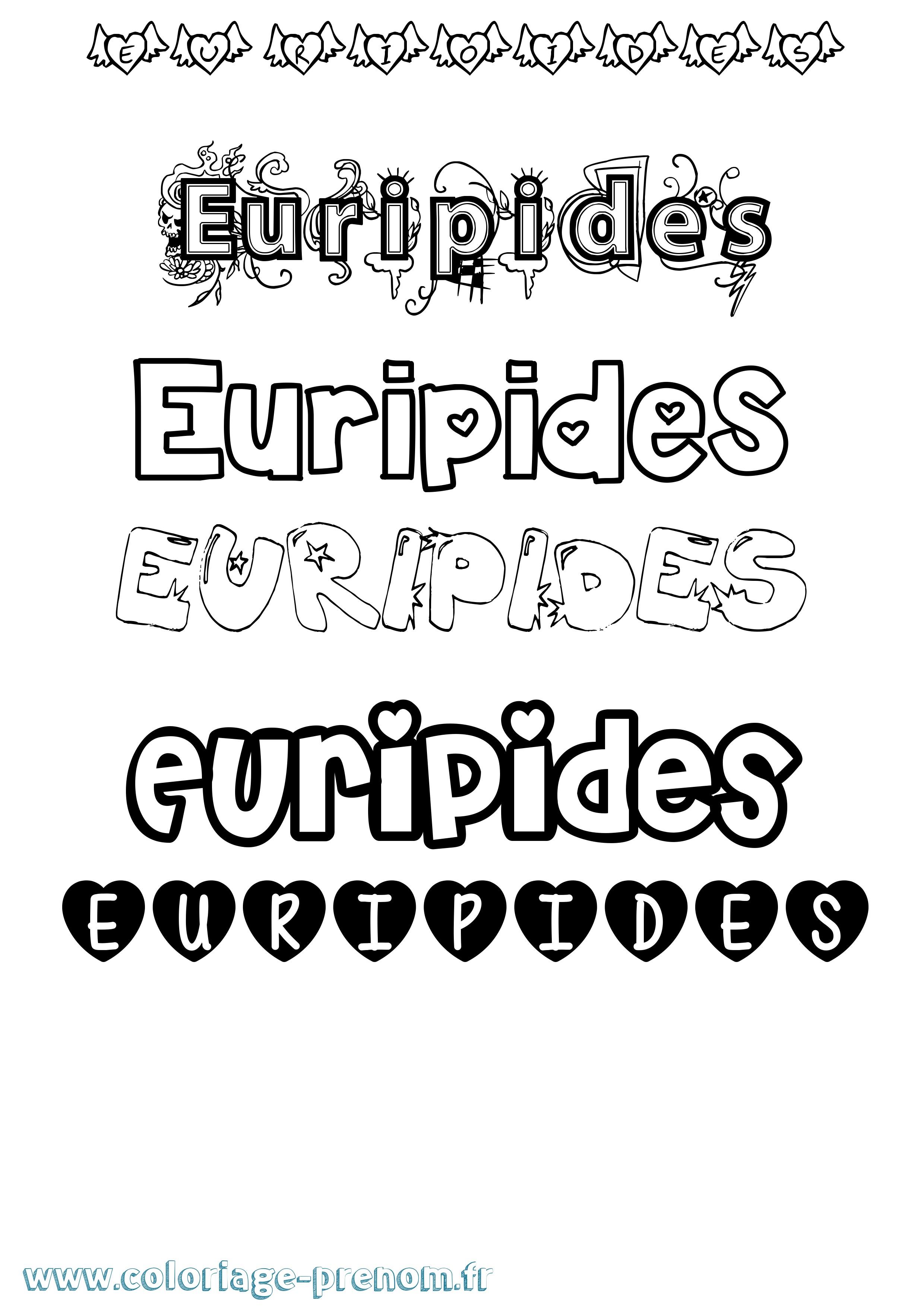 Coloriage prénom Euripides Girly