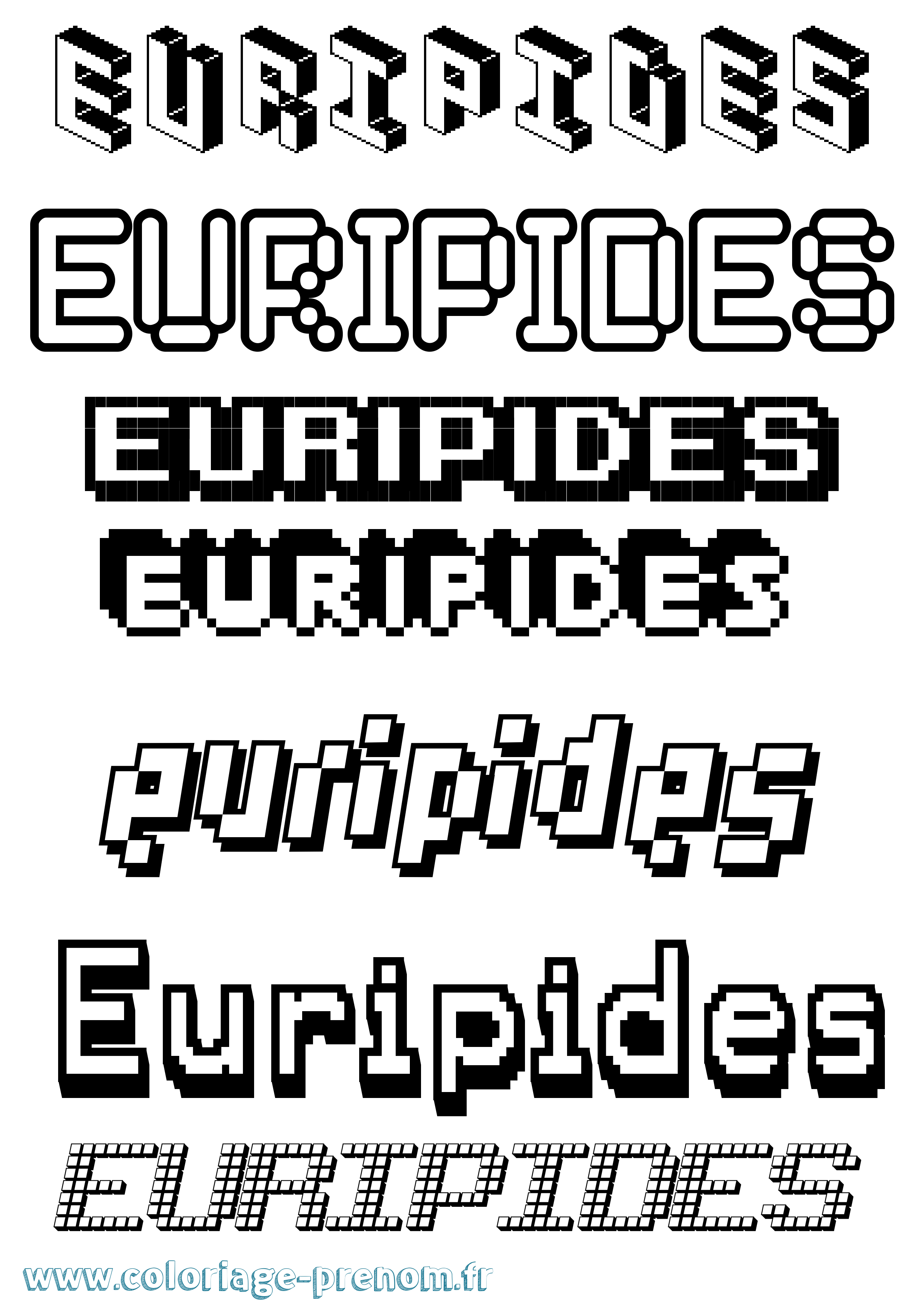 Coloriage prénom Euripides Pixel