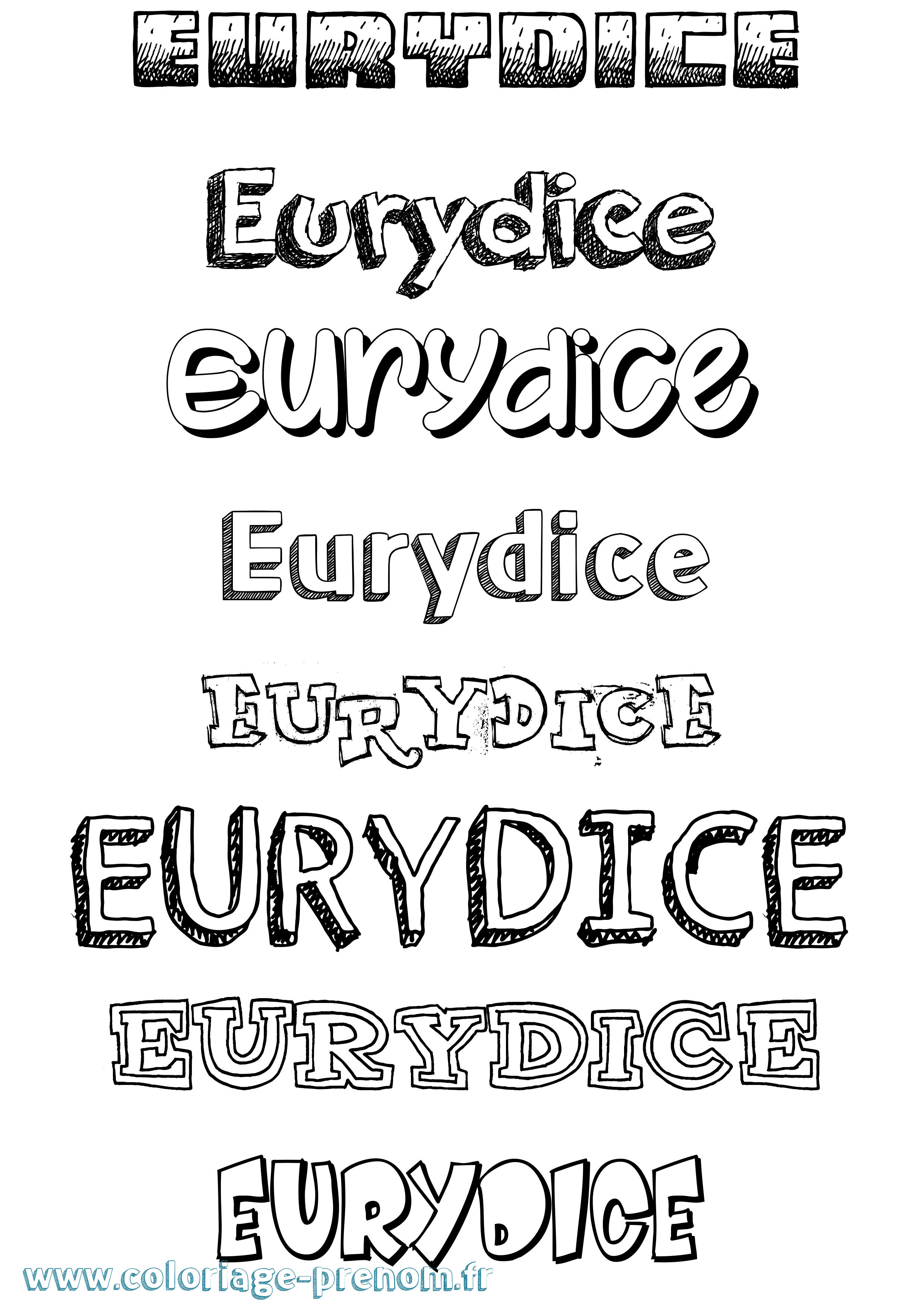 Coloriage prénom Eurydice