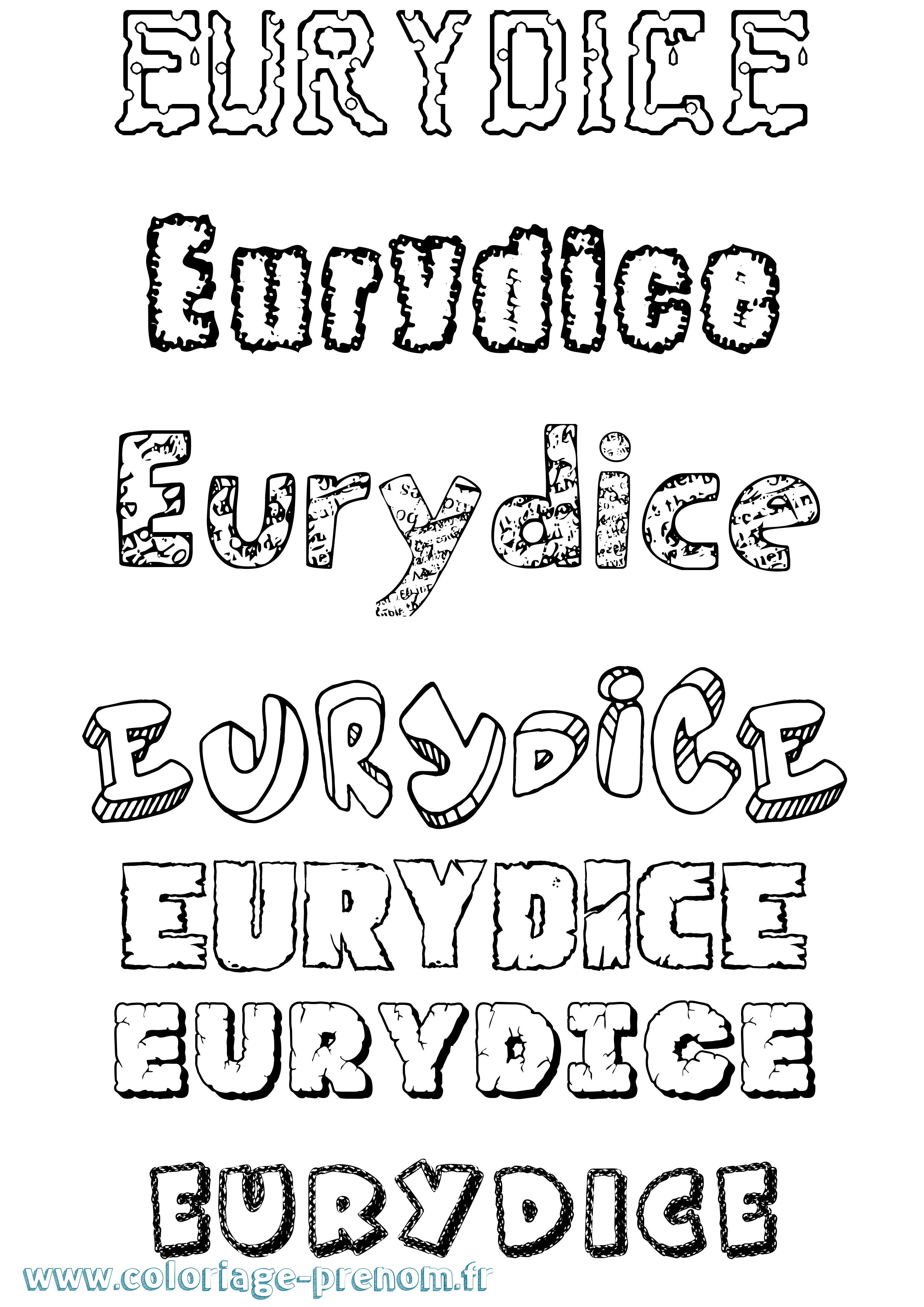 Coloriage prénom Eurydice Destructuré