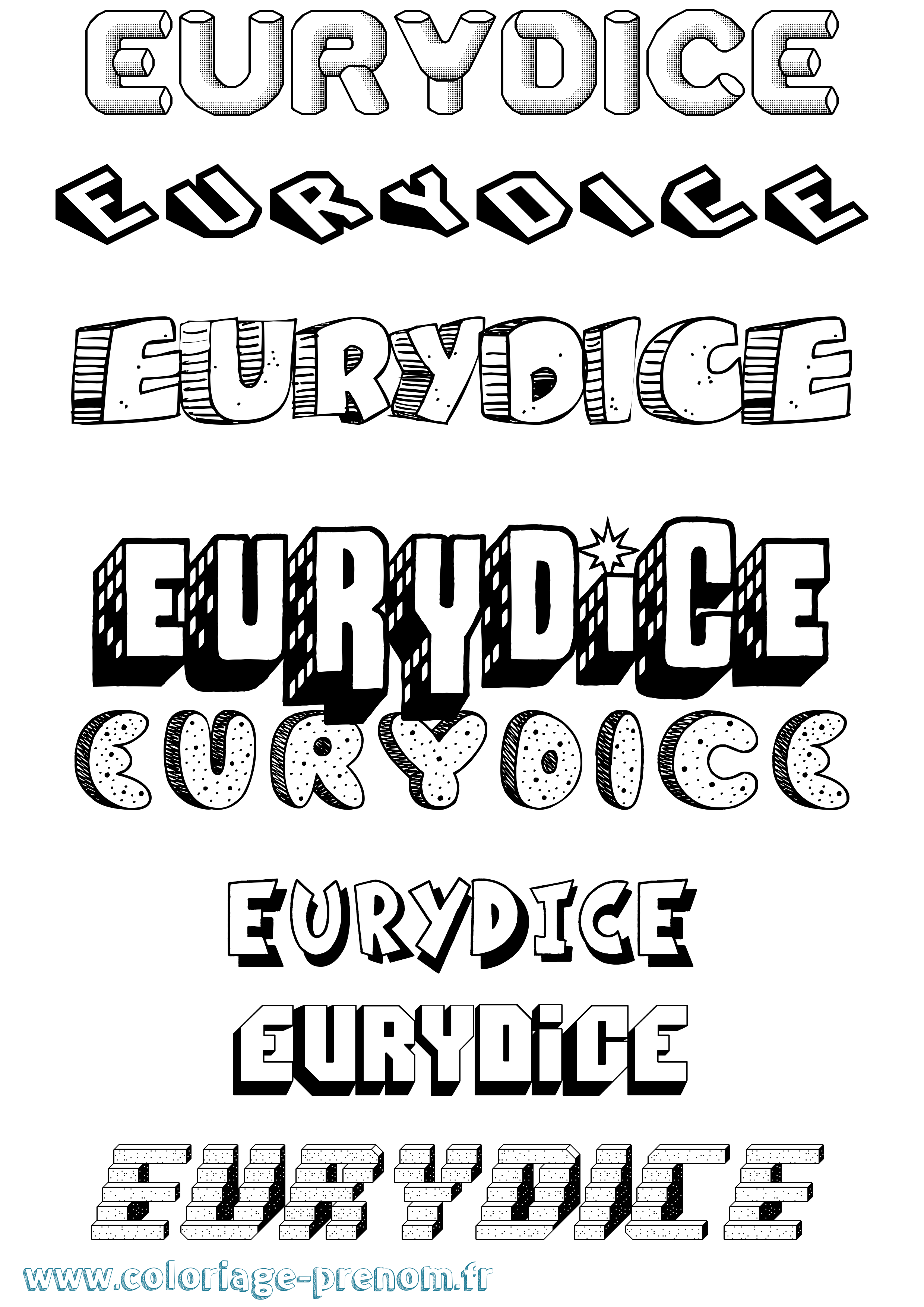 Coloriage prénom Eurydice Effet 3D
