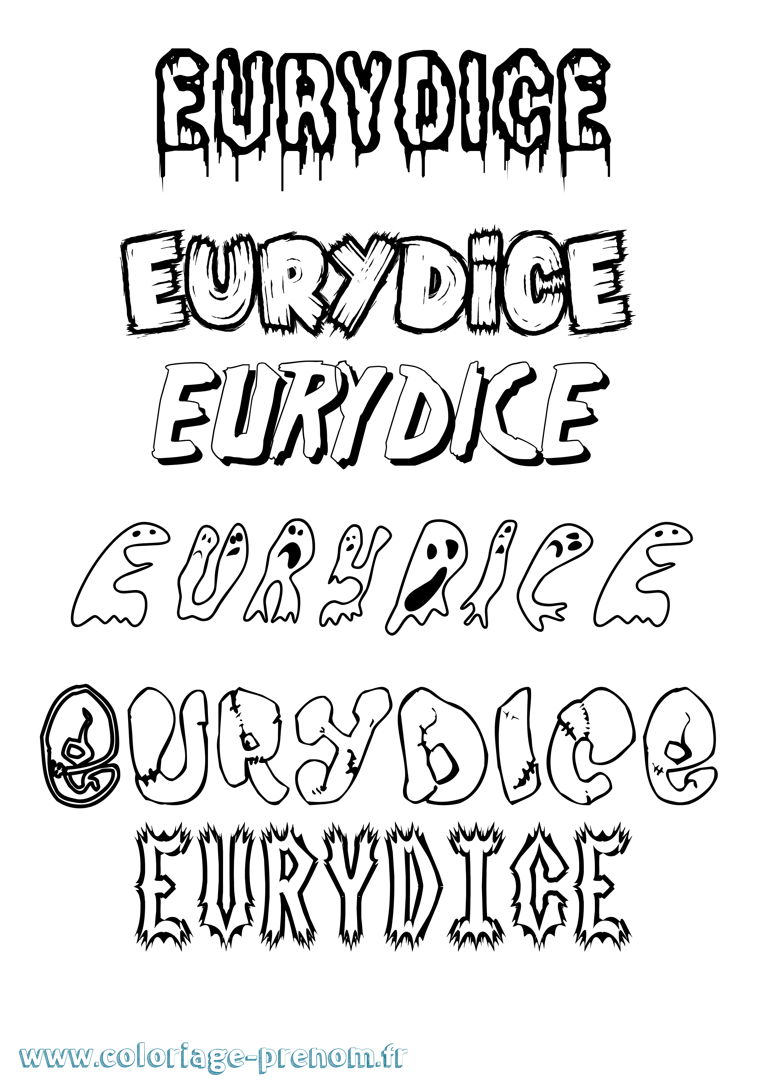 Coloriage prénom Eurydice Frisson