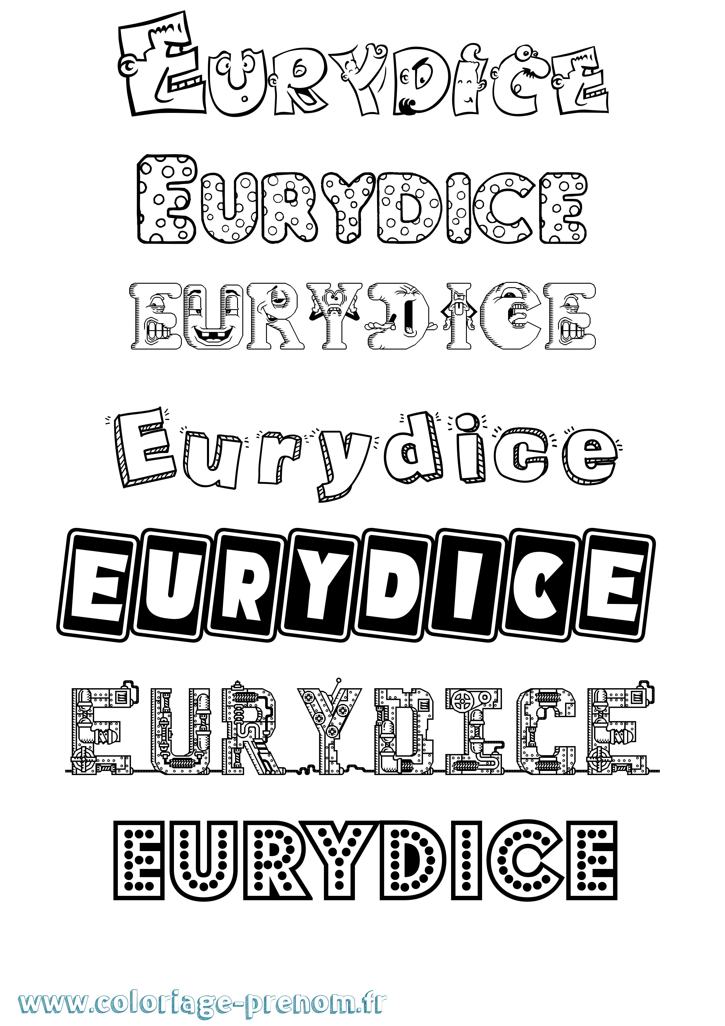 Coloriage prénom Eurydice Fun