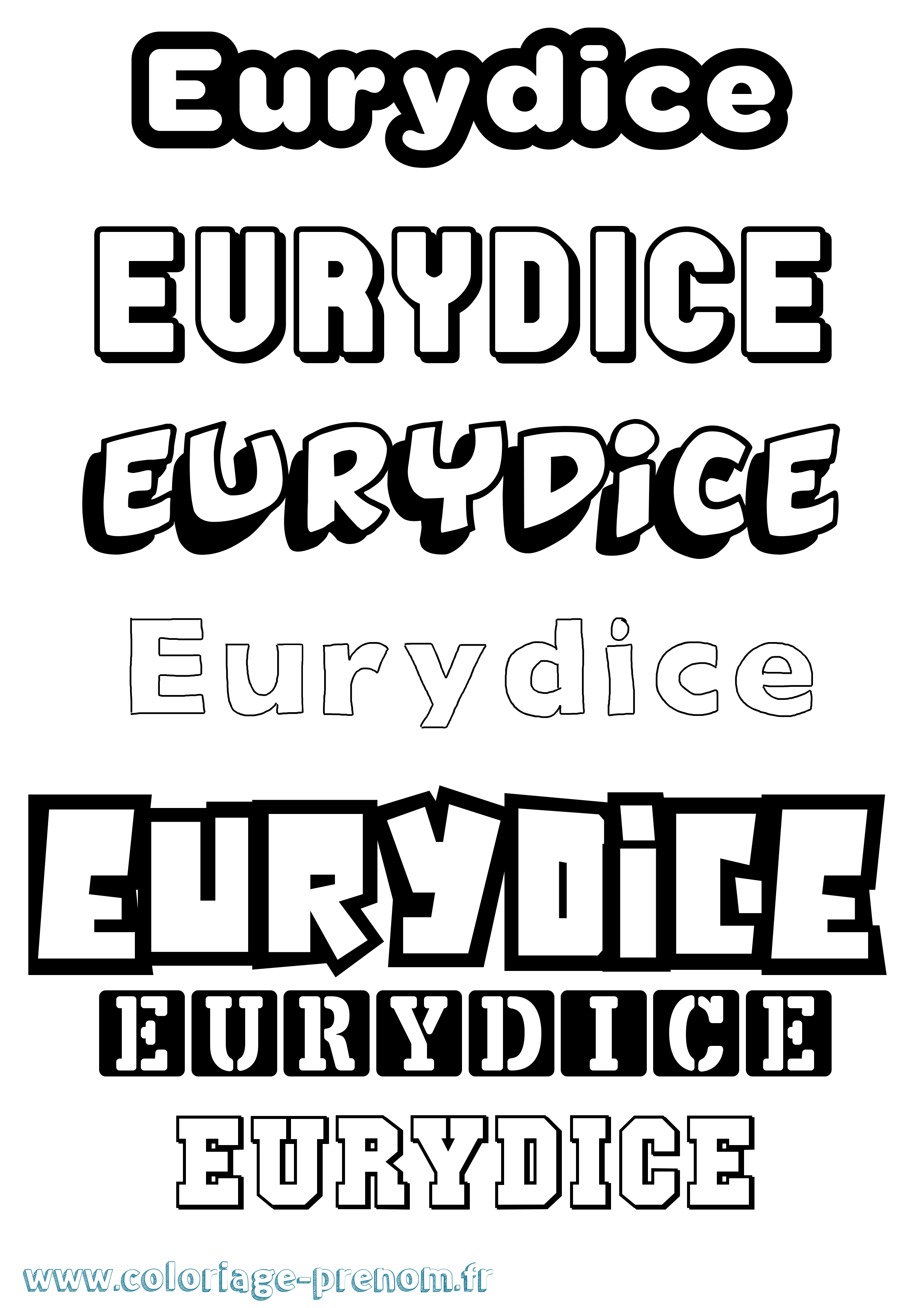 Coloriage prénom Eurydice Simple