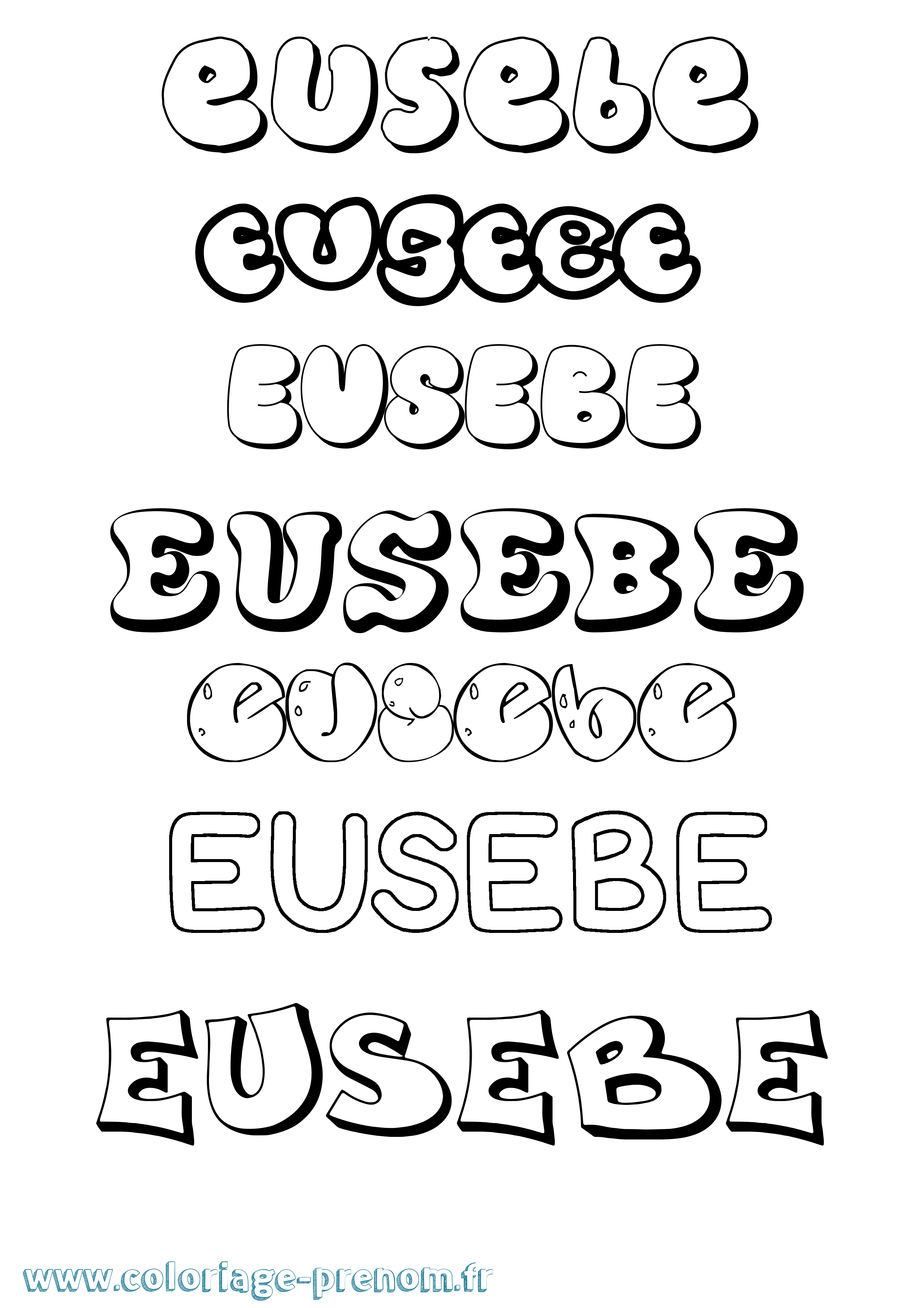 Coloriage prénom Eusebe Bubble