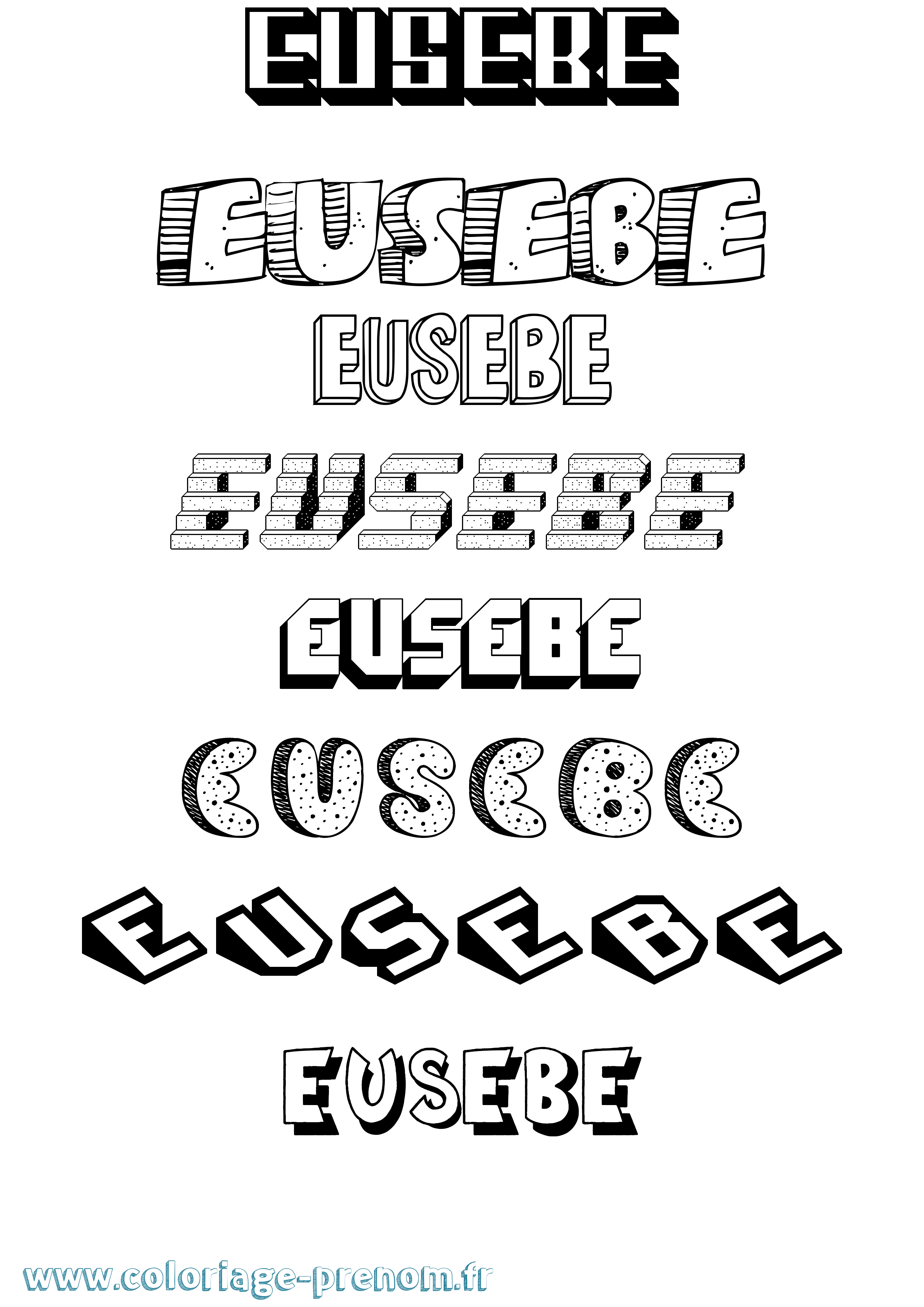 Coloriage prénom Eusebe Effet 3D