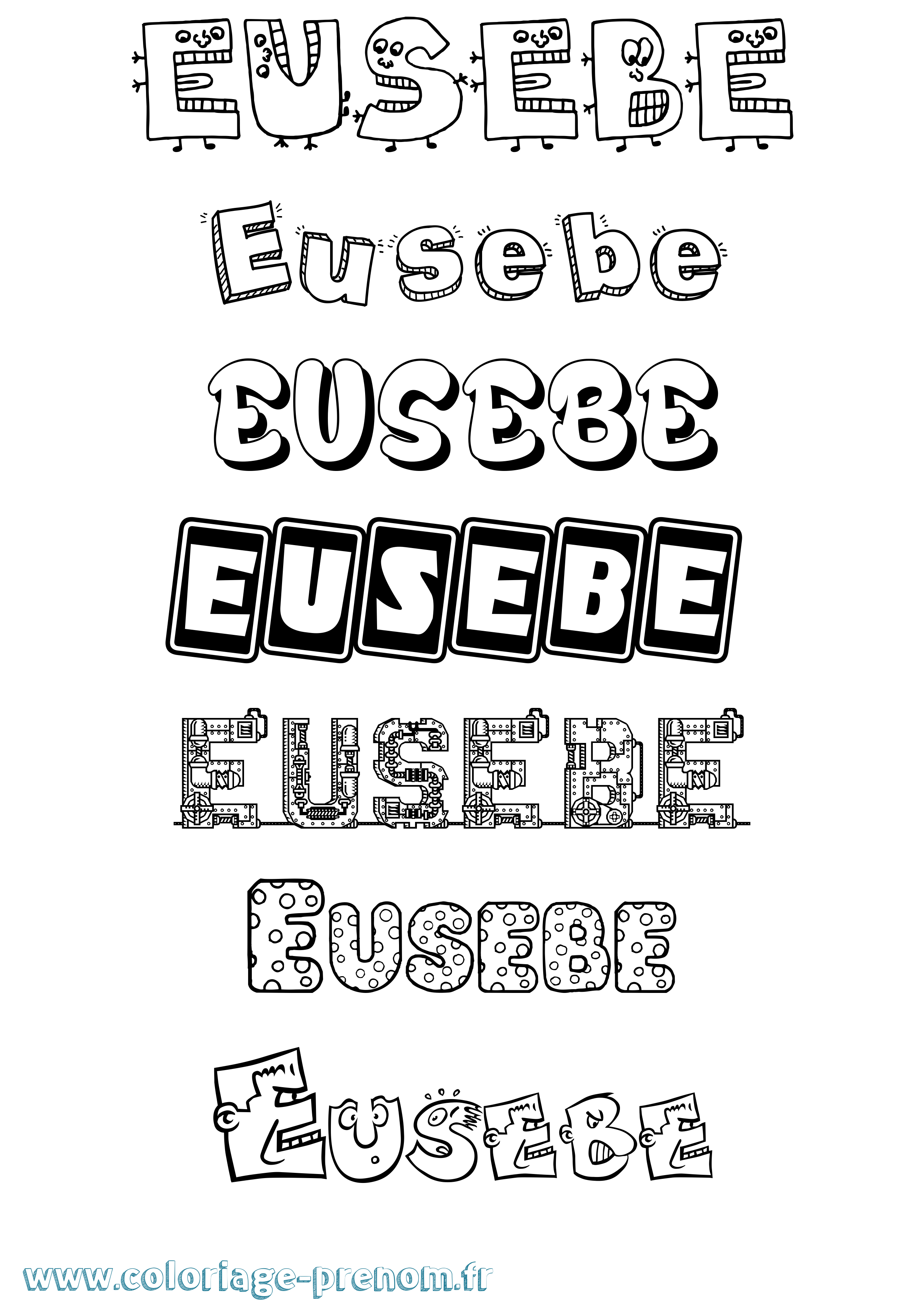 Coloriage prénom Eusebe Fun