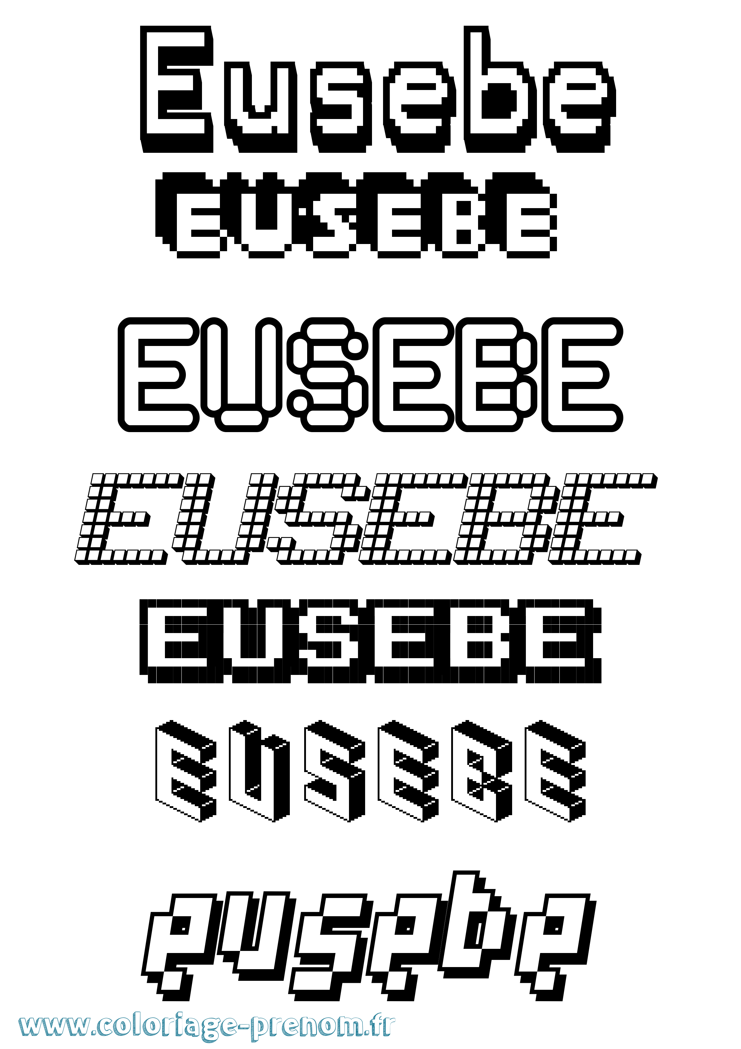 Coloriage prénom Eusebe Pixel